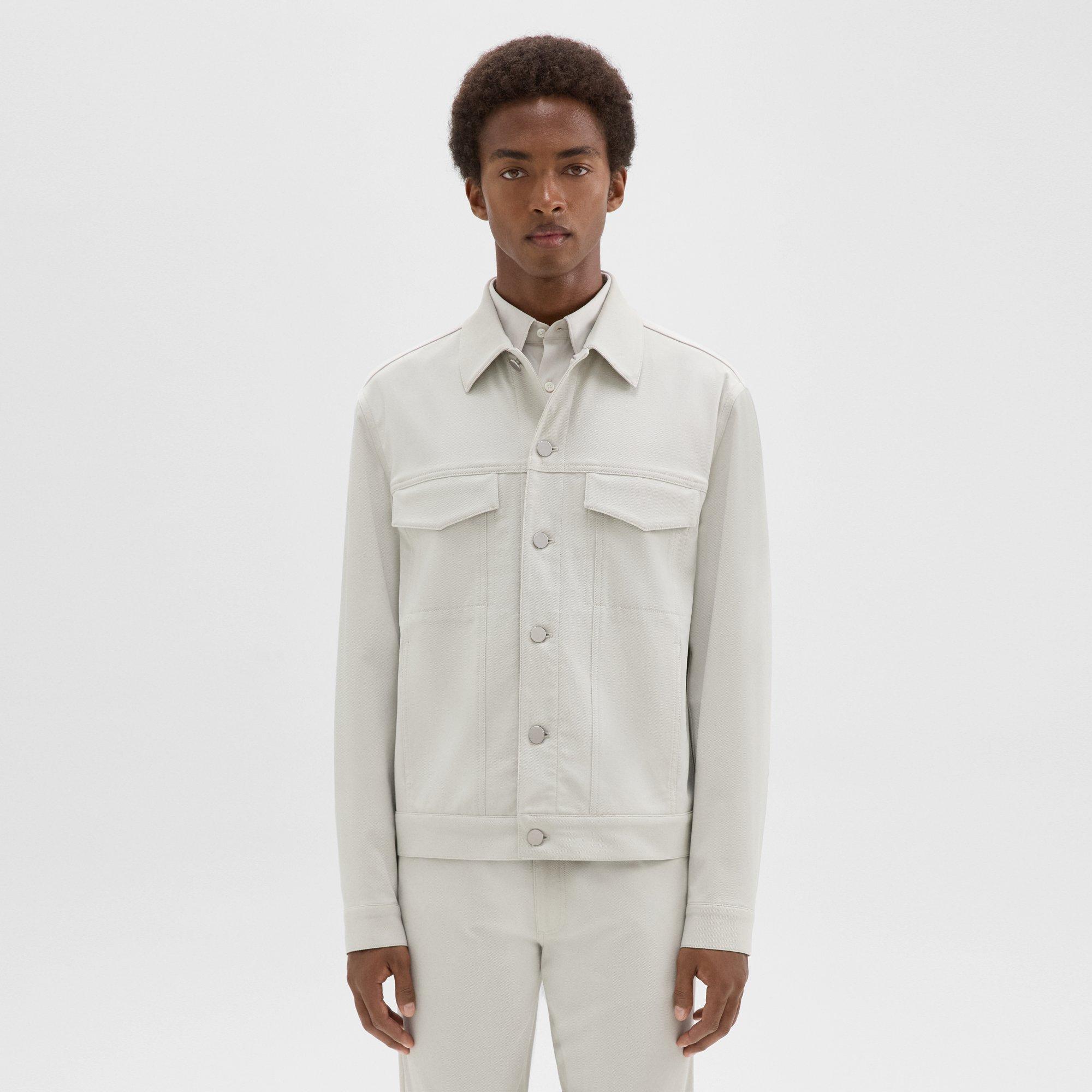 띠어리 Theory River Trucker Jacket in Neoteric Twill,LIMESTONE