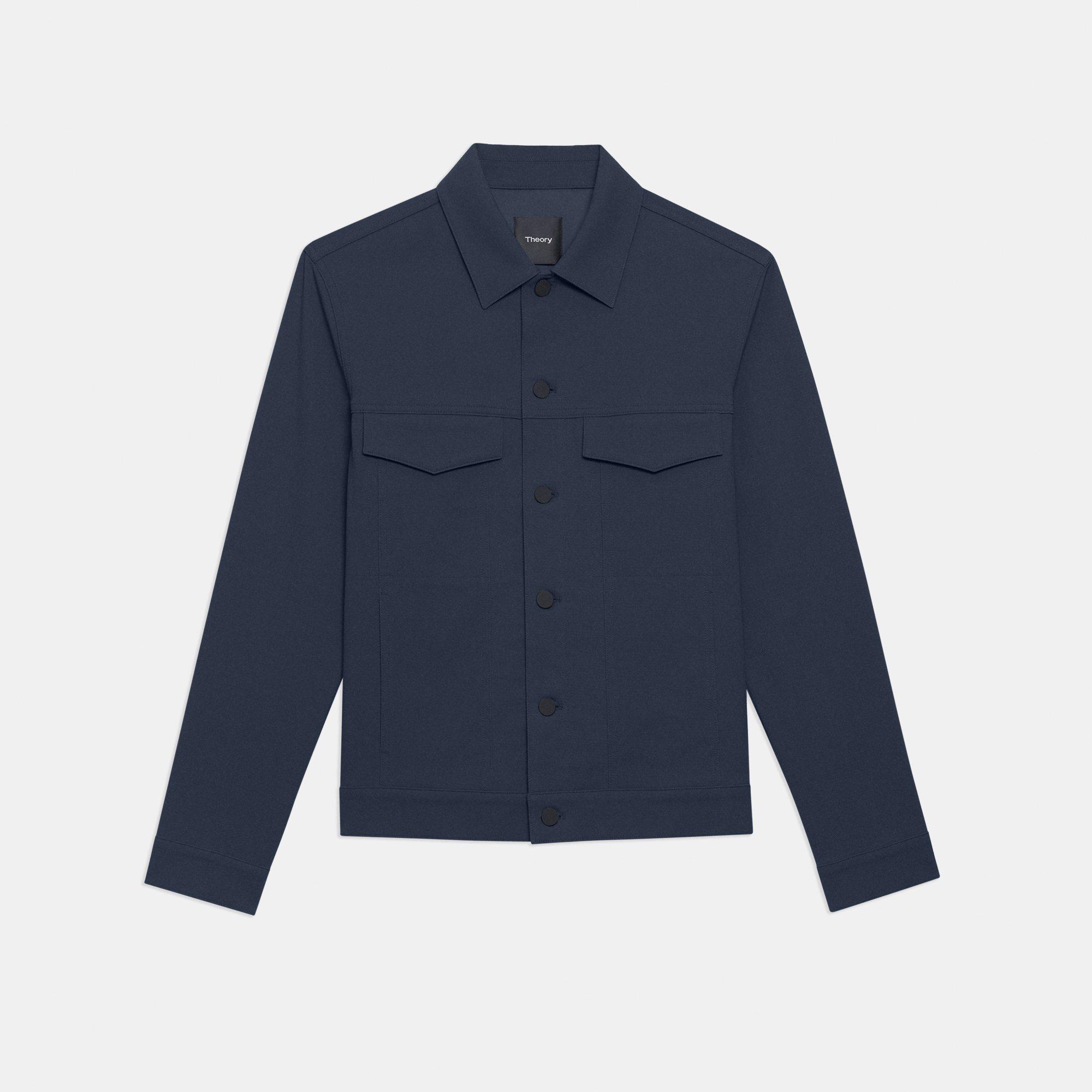 Blue Neoteric Twill River Trucker Jacket | Theory