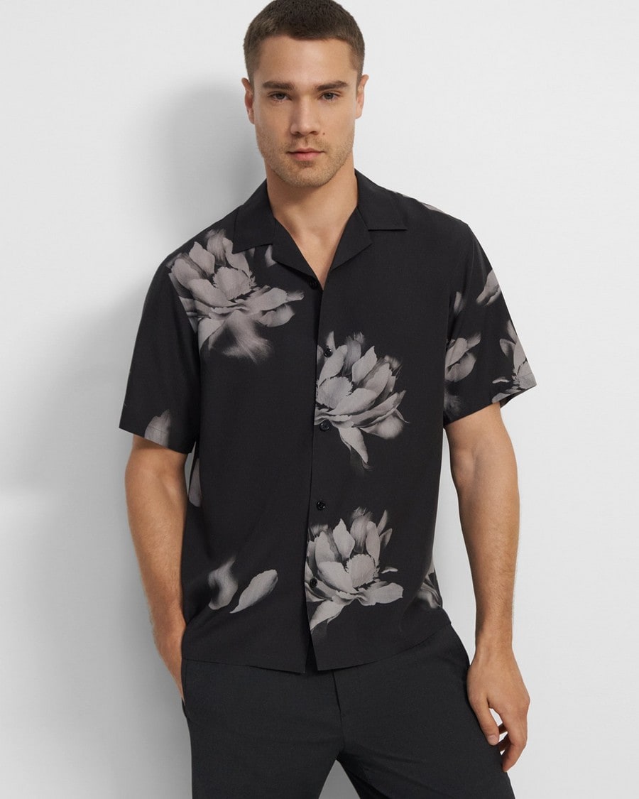 Noll Short-Sleeve Shirt in Floral Crepe