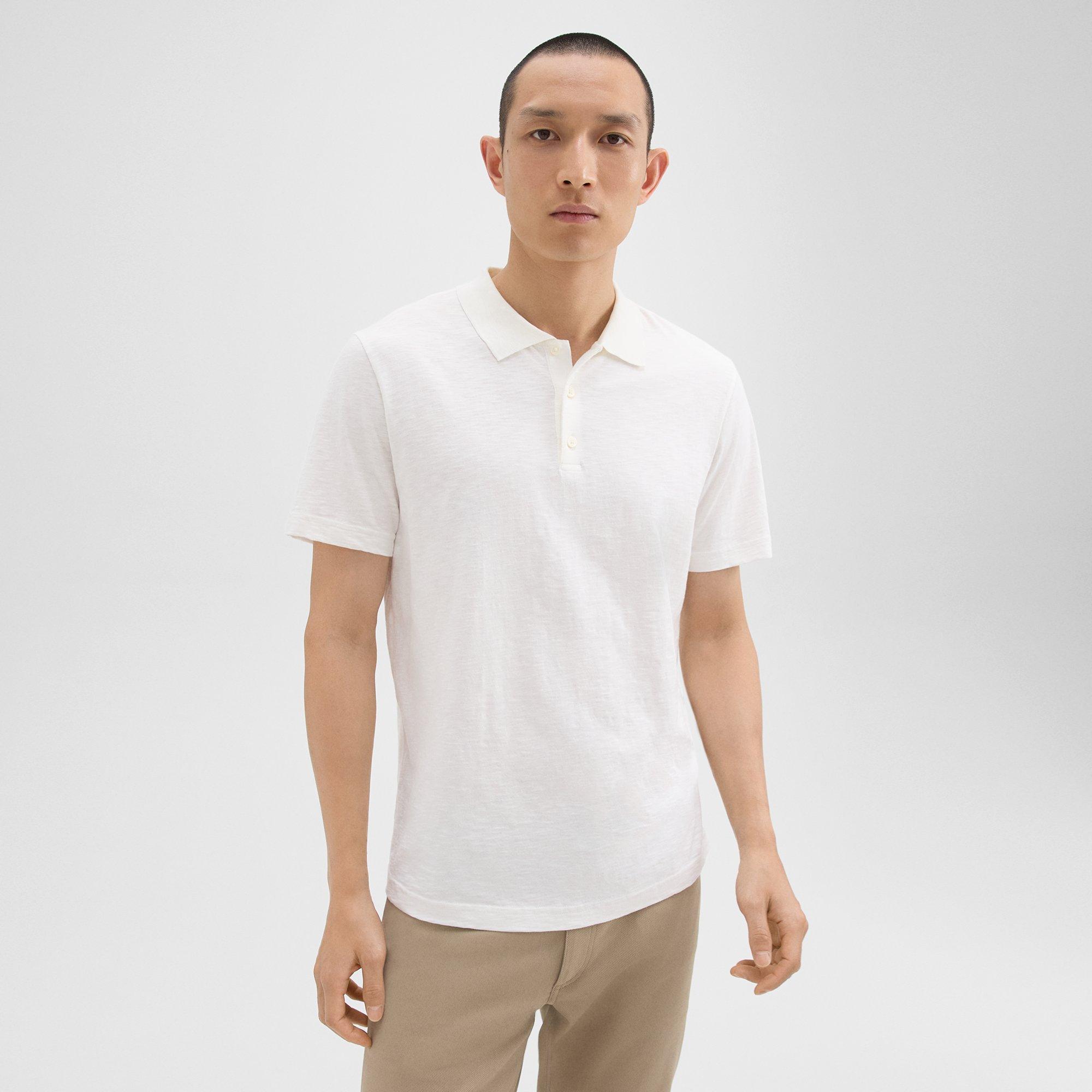 White Slub Cotton Bron Polo Shirt | Theory