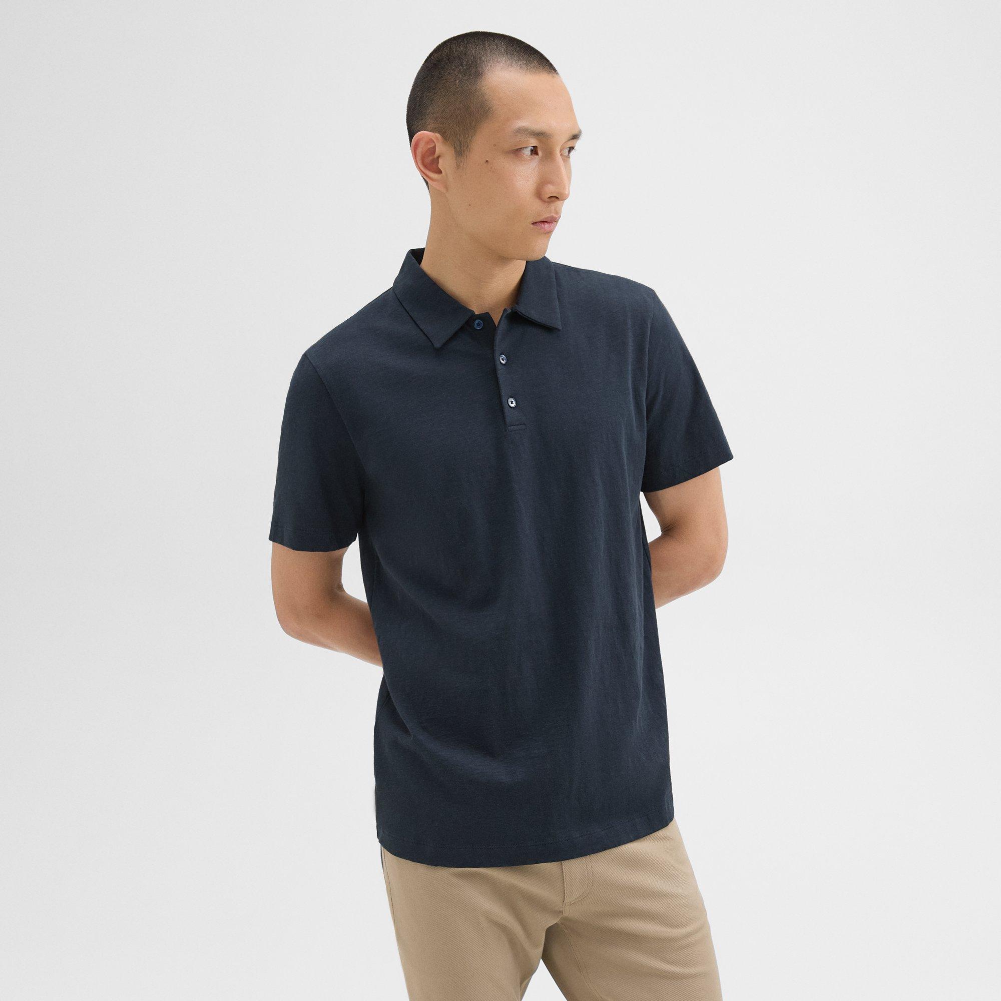 Blue Slub Cotton Bron Polo Shirt | Theory