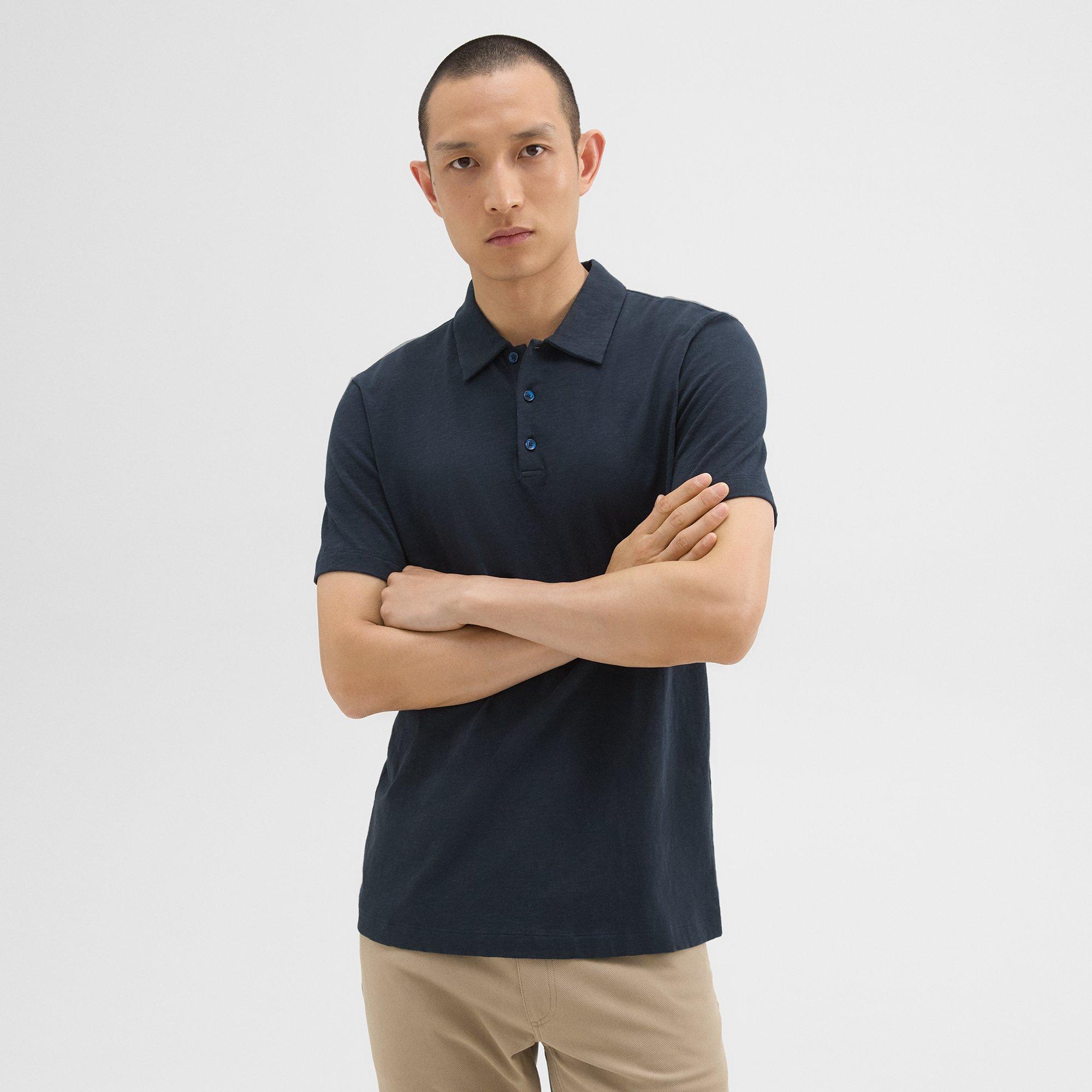 Theory Bron Polo Shirt in Cosmos Slub Cotton