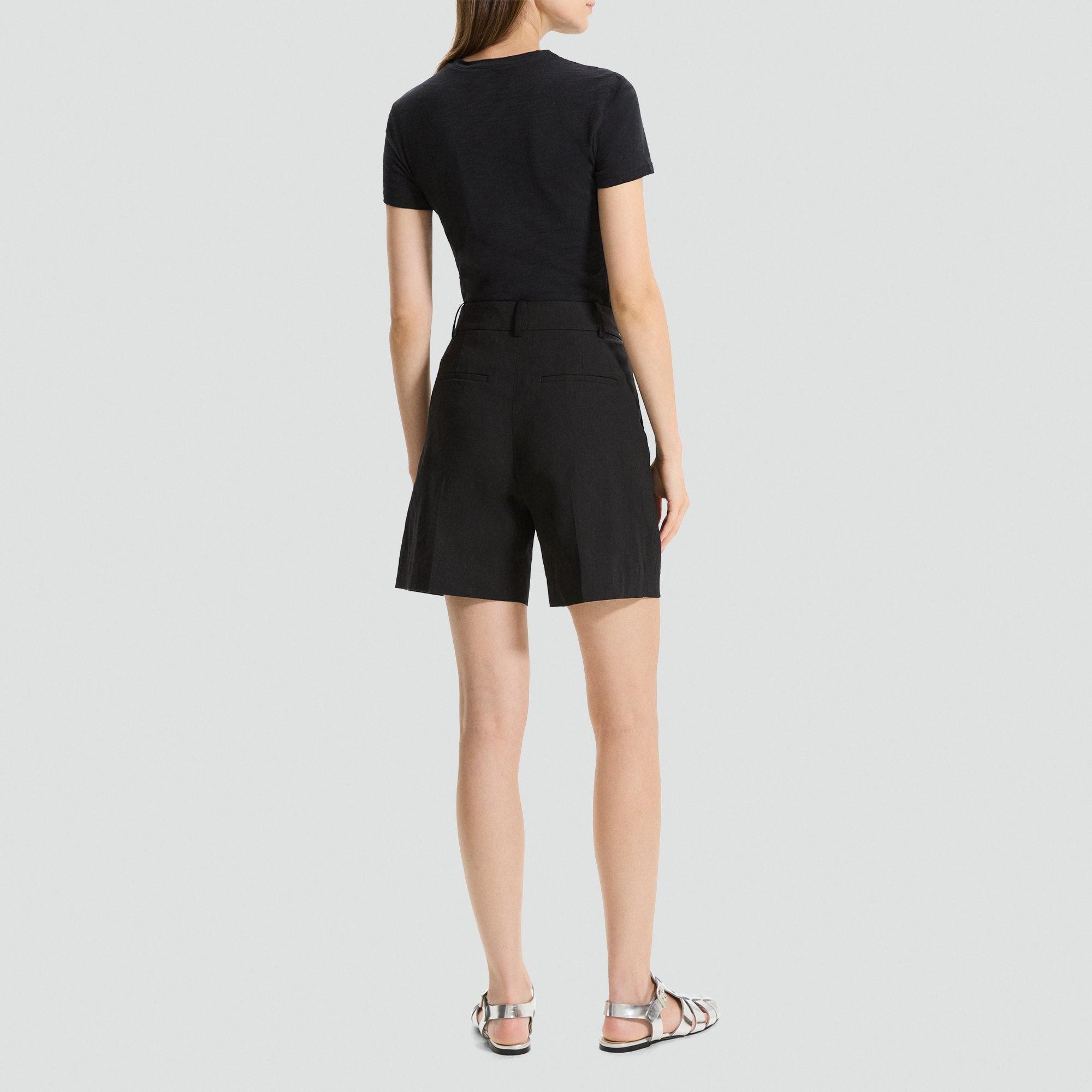 Pleated Short in Stretch Linen