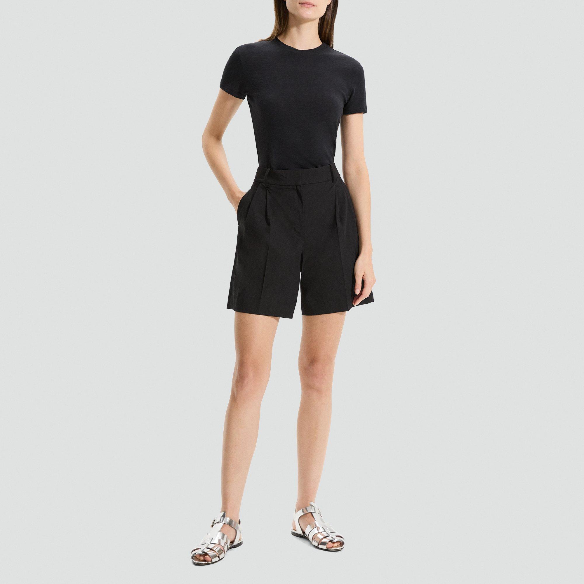 Pleated Short in Stretch Linen