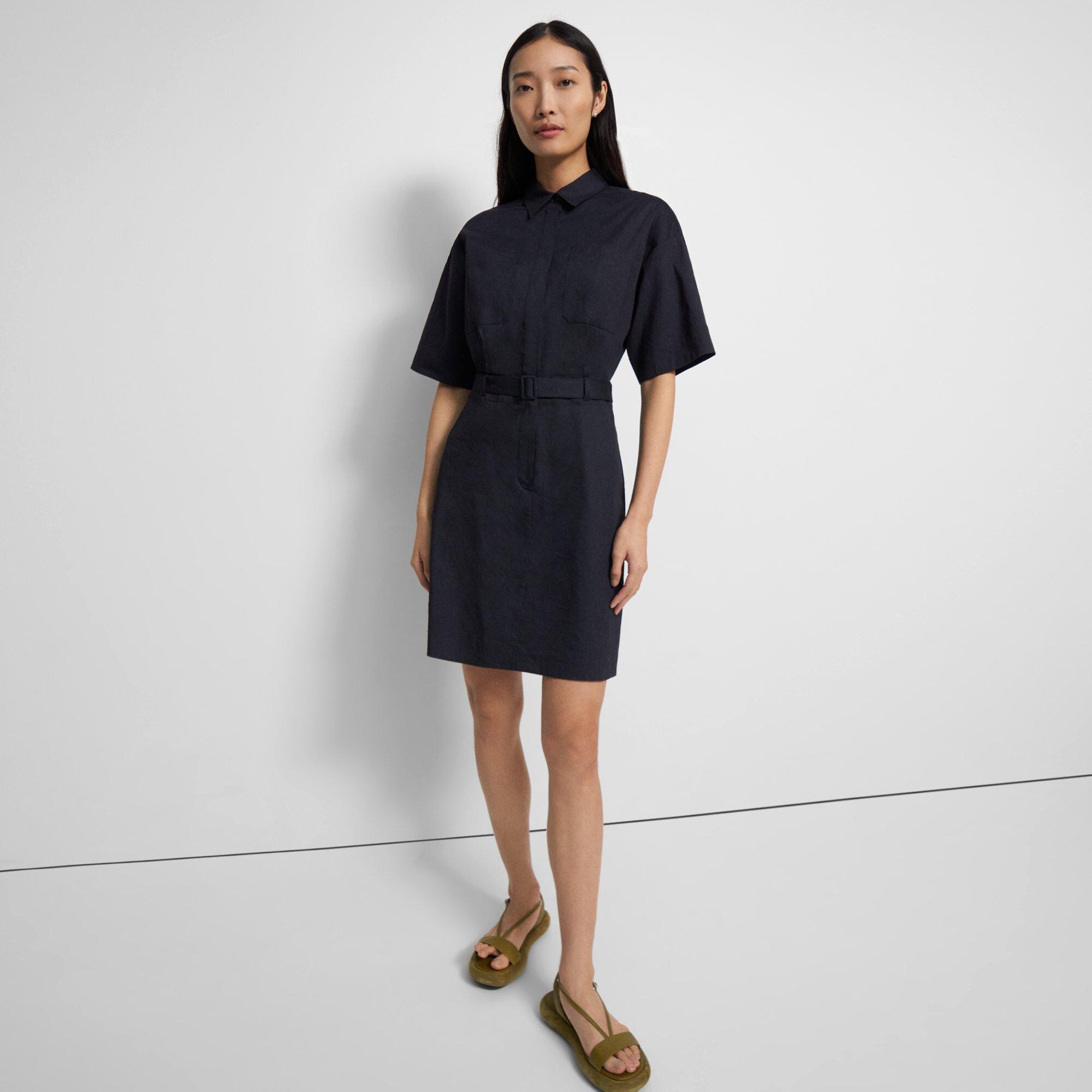 Belted Shirt Dress in Good Linen