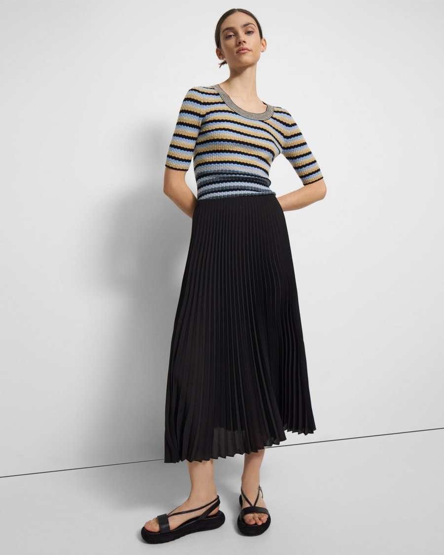 Layered Pleat Skirt in Recycled Georgette