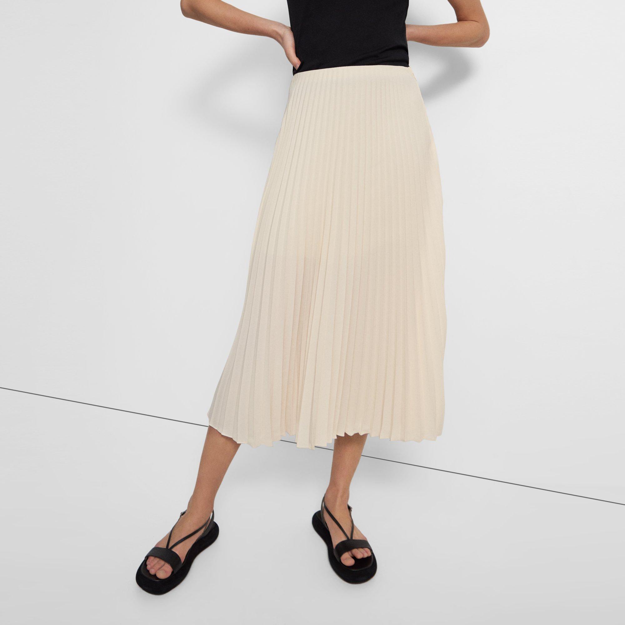 Recycled Georgette Layered Pleat Skirt | Theory