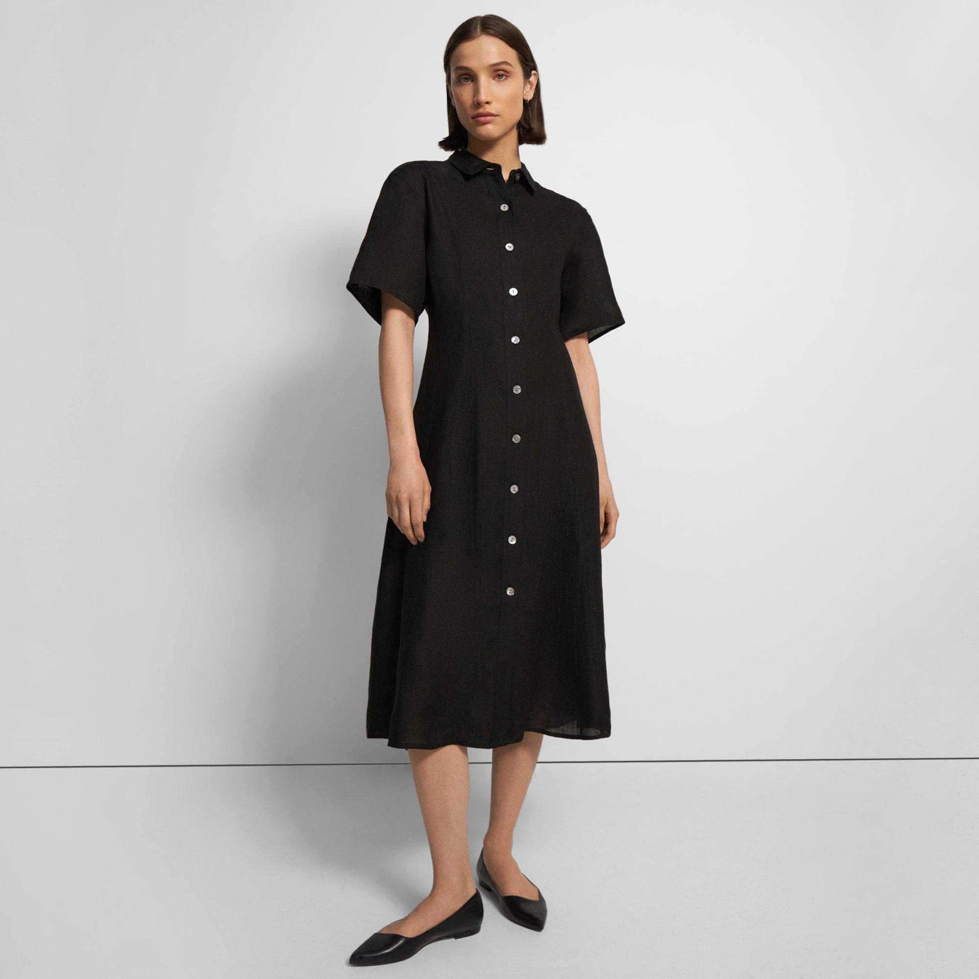 Hemp Short-Sleeve Shirt Dress | Theory