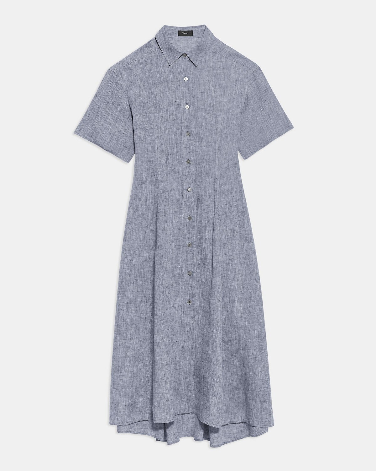 Short-Sleeve Shirt Dress in Hemp