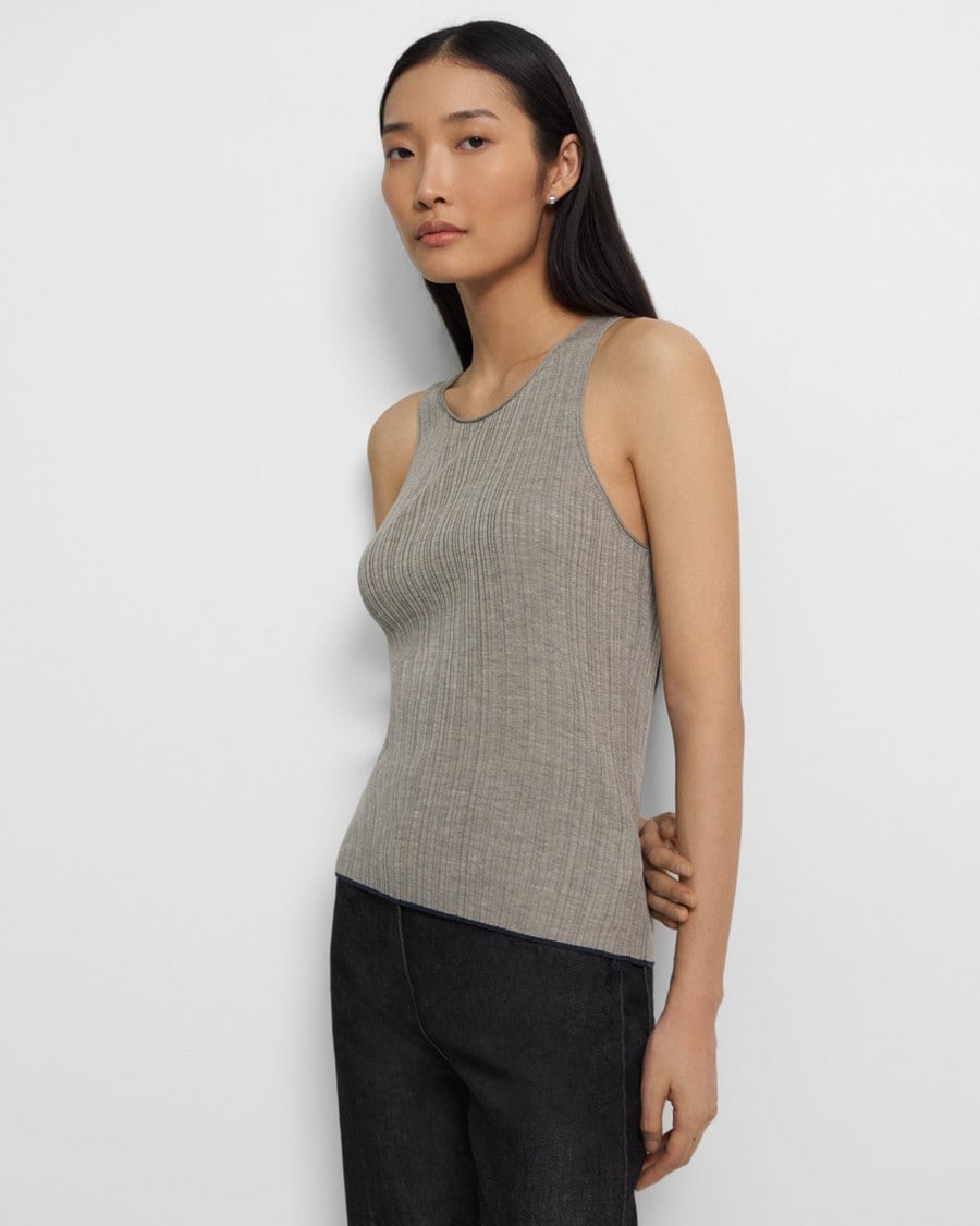 Ribbed Tank in Washable Silk