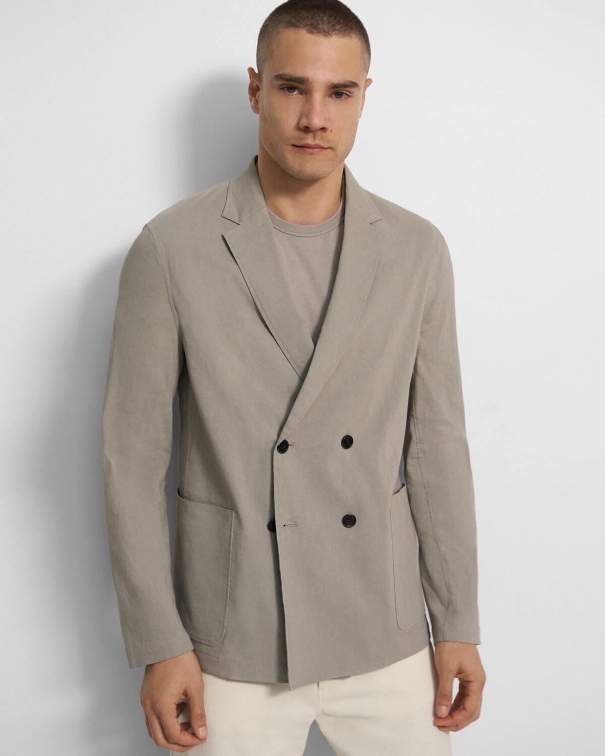Clinton Double-Breasted Blazer in Good Linen