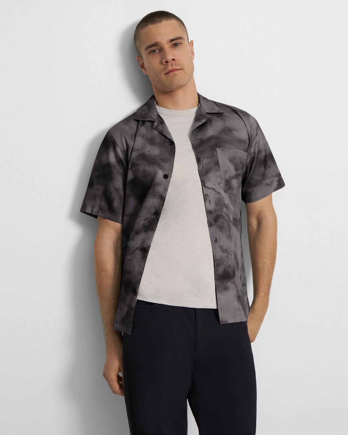 Noll Short-Sleeve Shirt in Cloud Print Lyocell