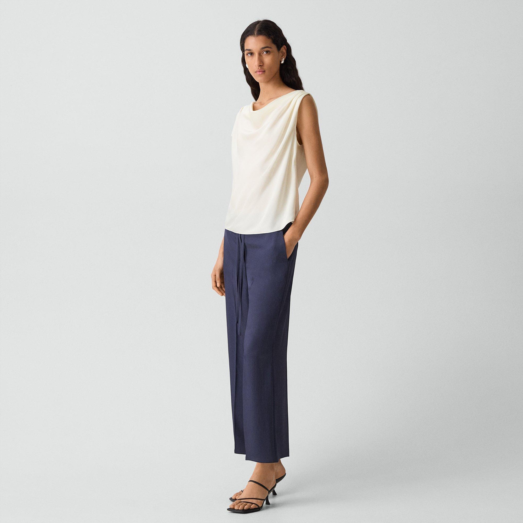 Cropped Wide-Leg Pant in Washed Twill