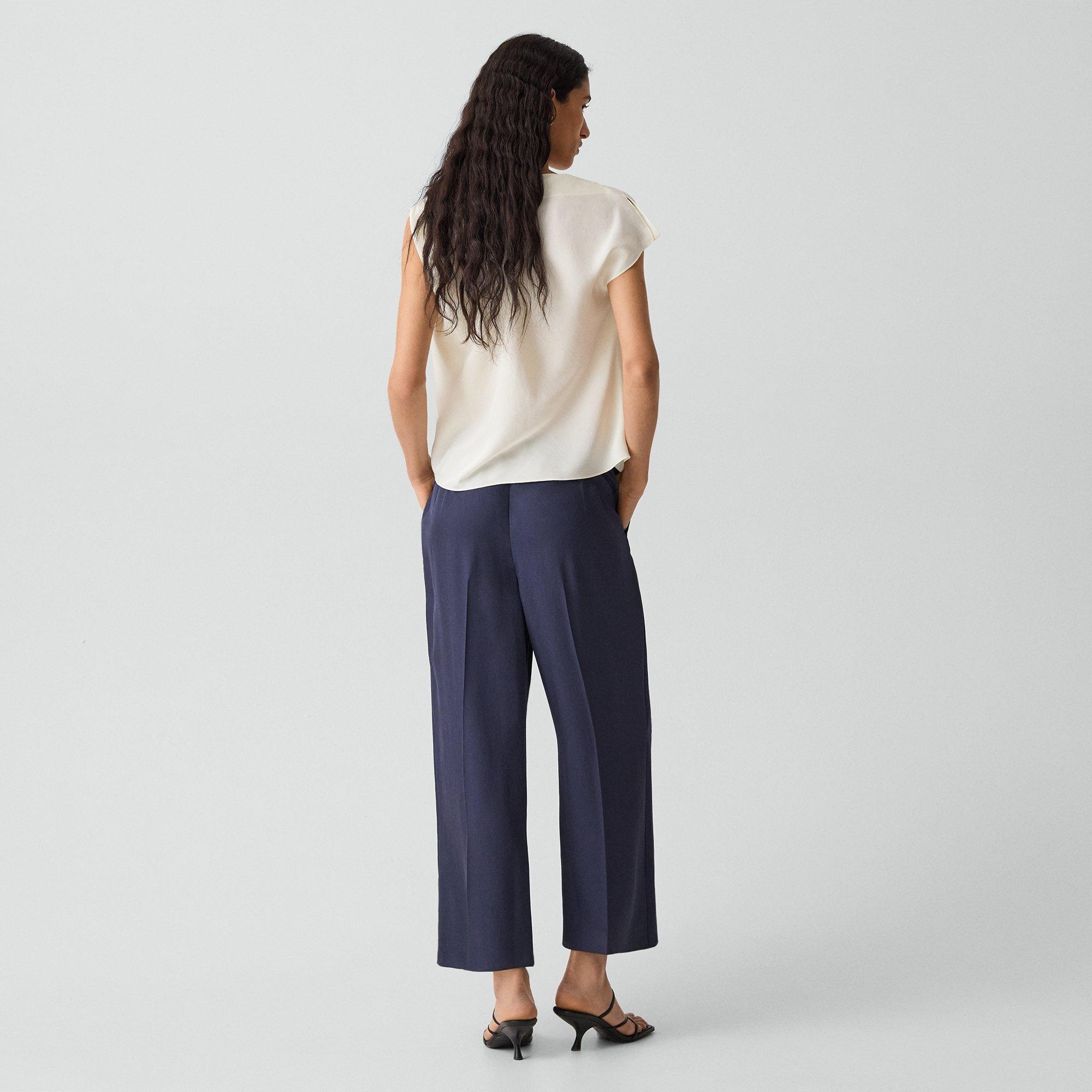 Cropped Wide-Leg Pant in Washed Twill