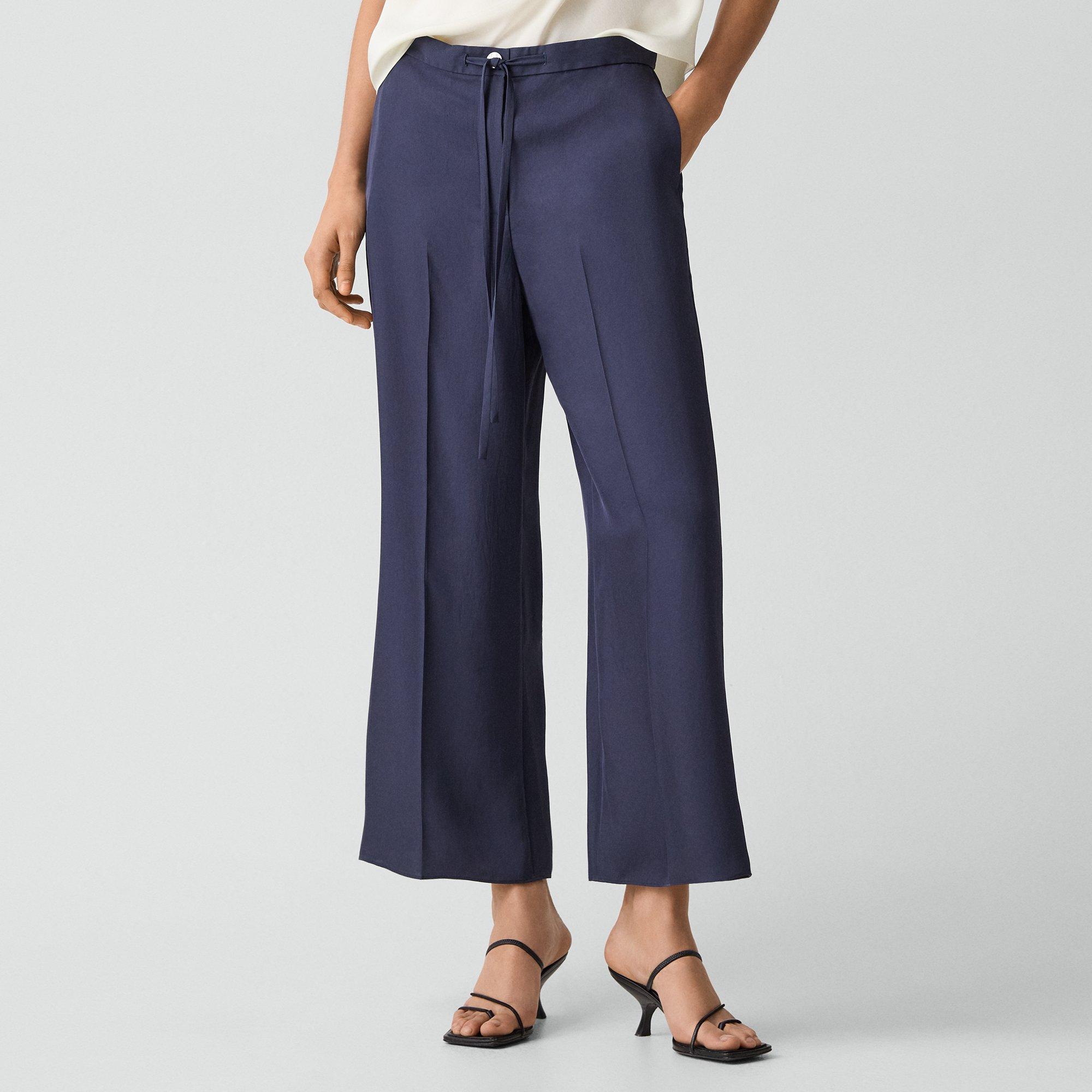 Cropped Wide-Leg Pant in Washed Twill