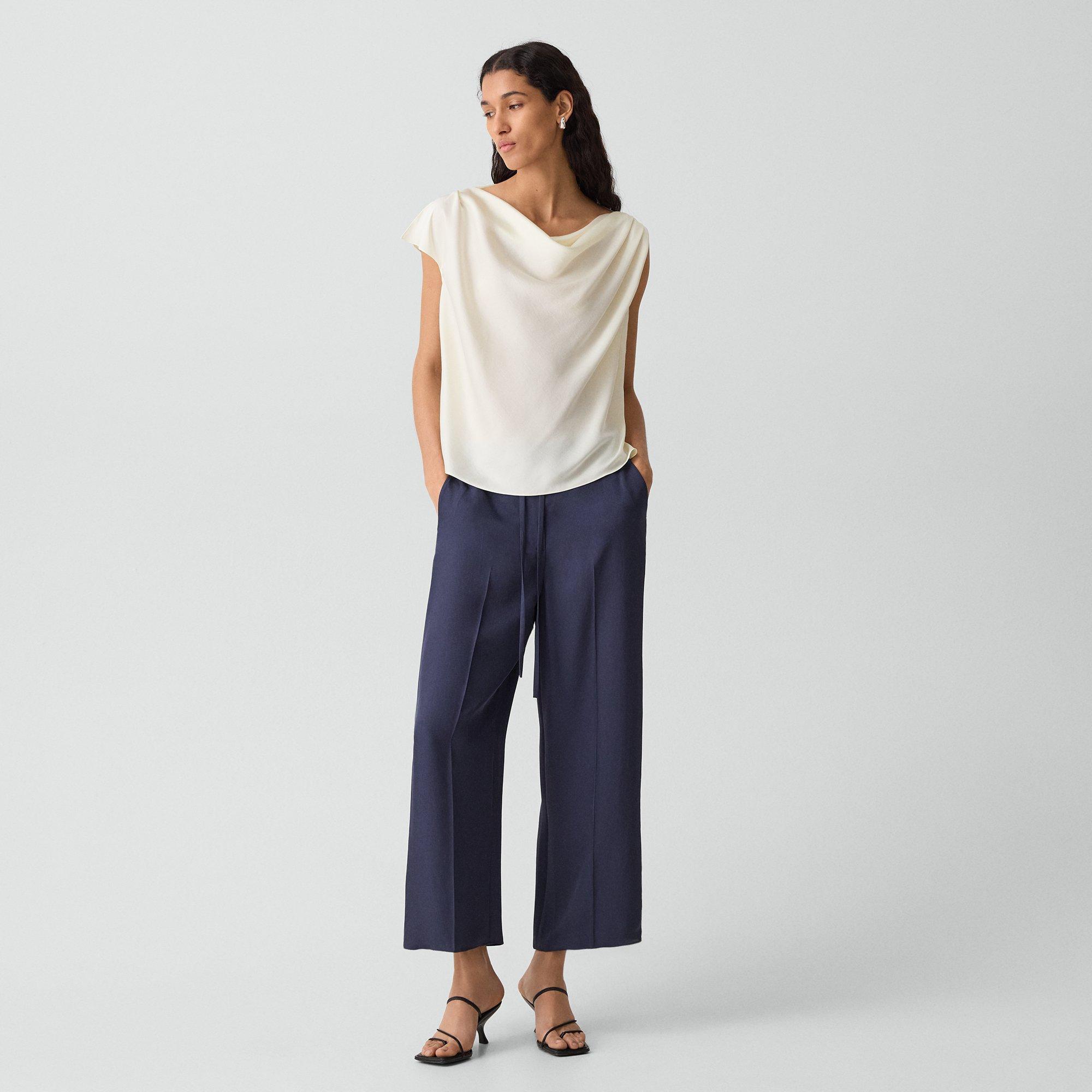 Cropped Wide-Leg Pant in Washed Twill