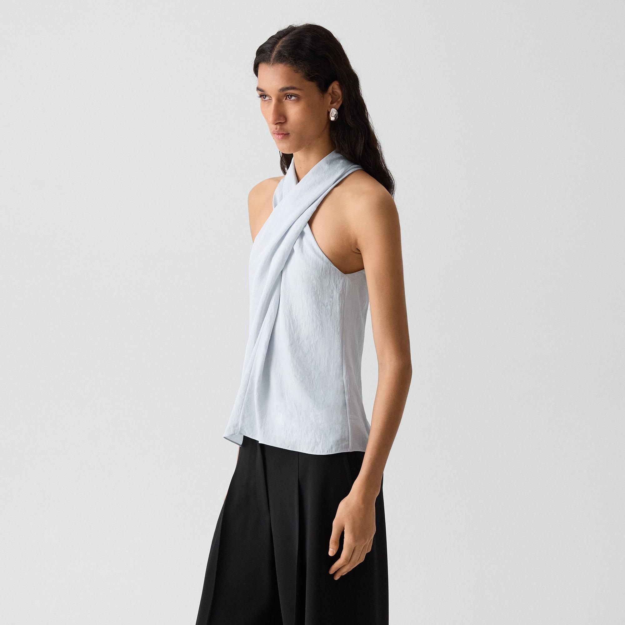 Twisted Halter Top in Washed Twill