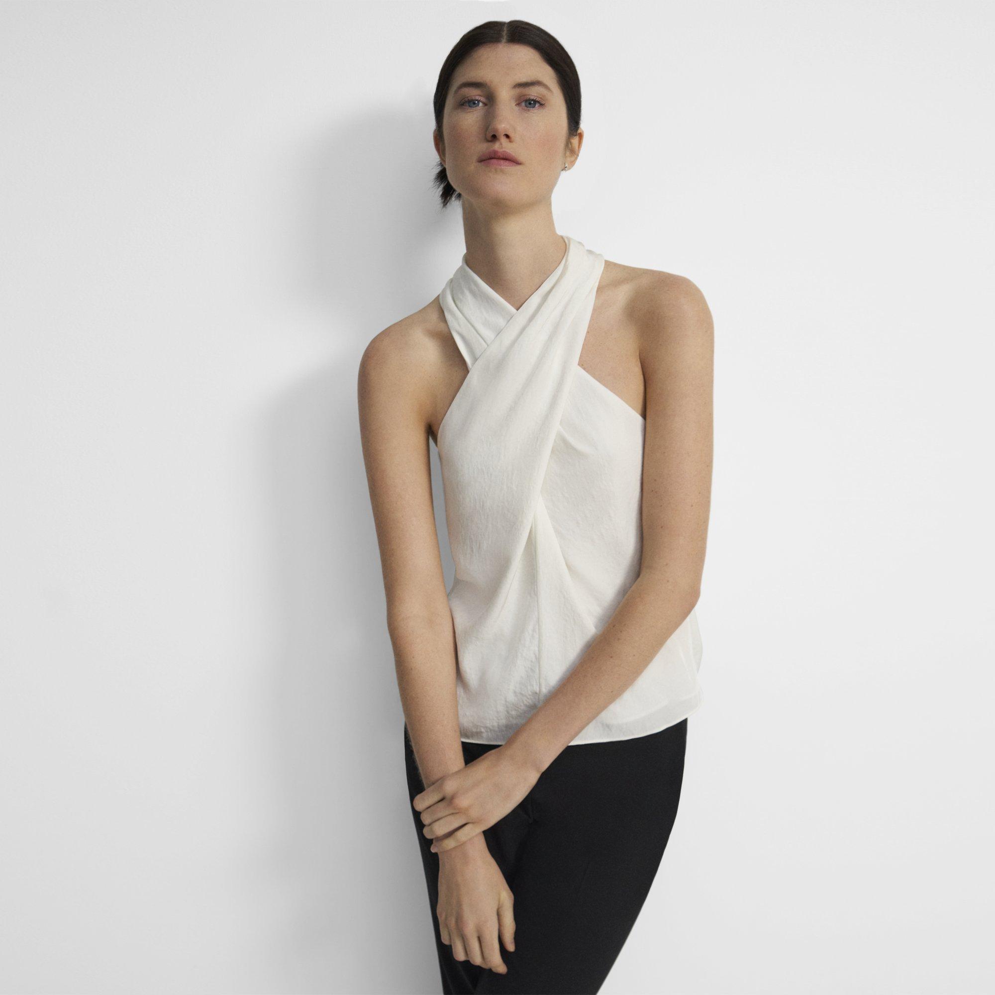 Washed Twill Twisted Halter Top | Theory