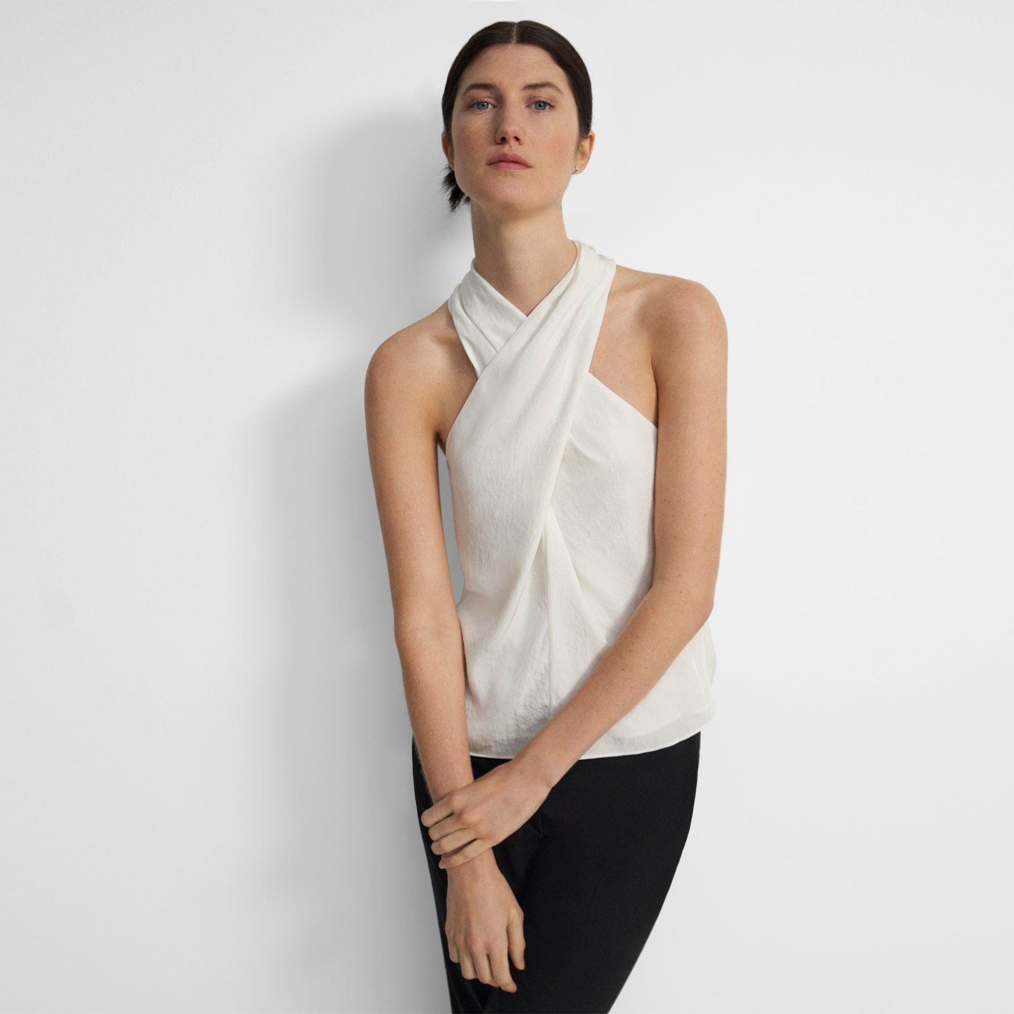 Washed Twill Twisted Halter Top | Theory