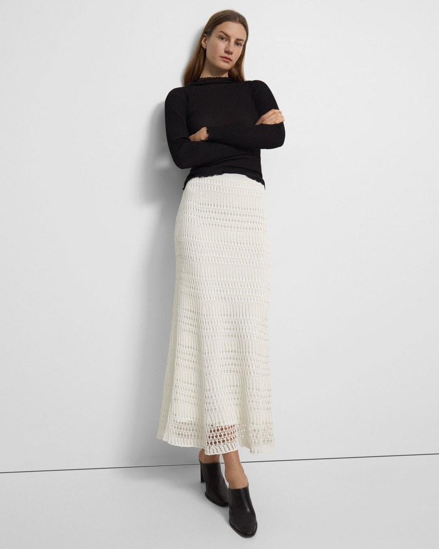 Pull-On Maxi Skirt in Cotton Crochet