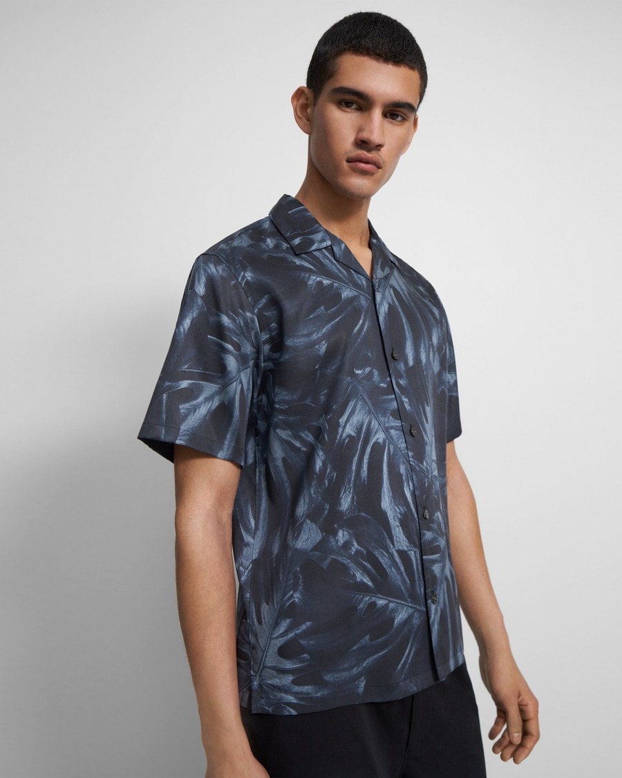 Noll Short-Sleeve Shirt in Palm Print Lyocell