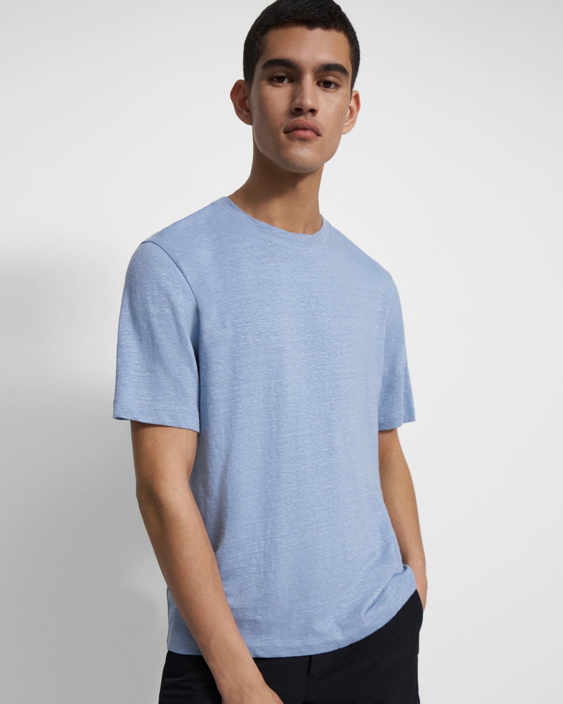 Mens Clothing T-shirts Long-sleeve t-shirts Theory Linen Blue Ryder Long Sleeve T-shirt for Men 