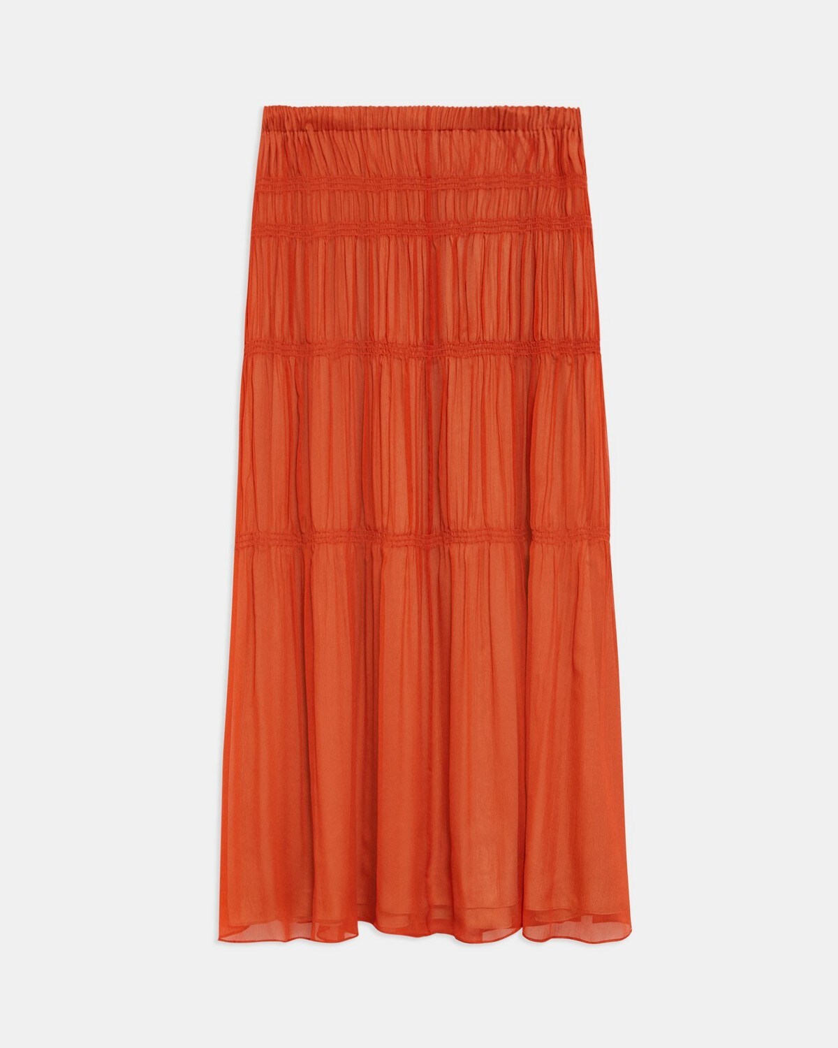 Tiered Maxi Skirt in Crinkled Silk Chiffon