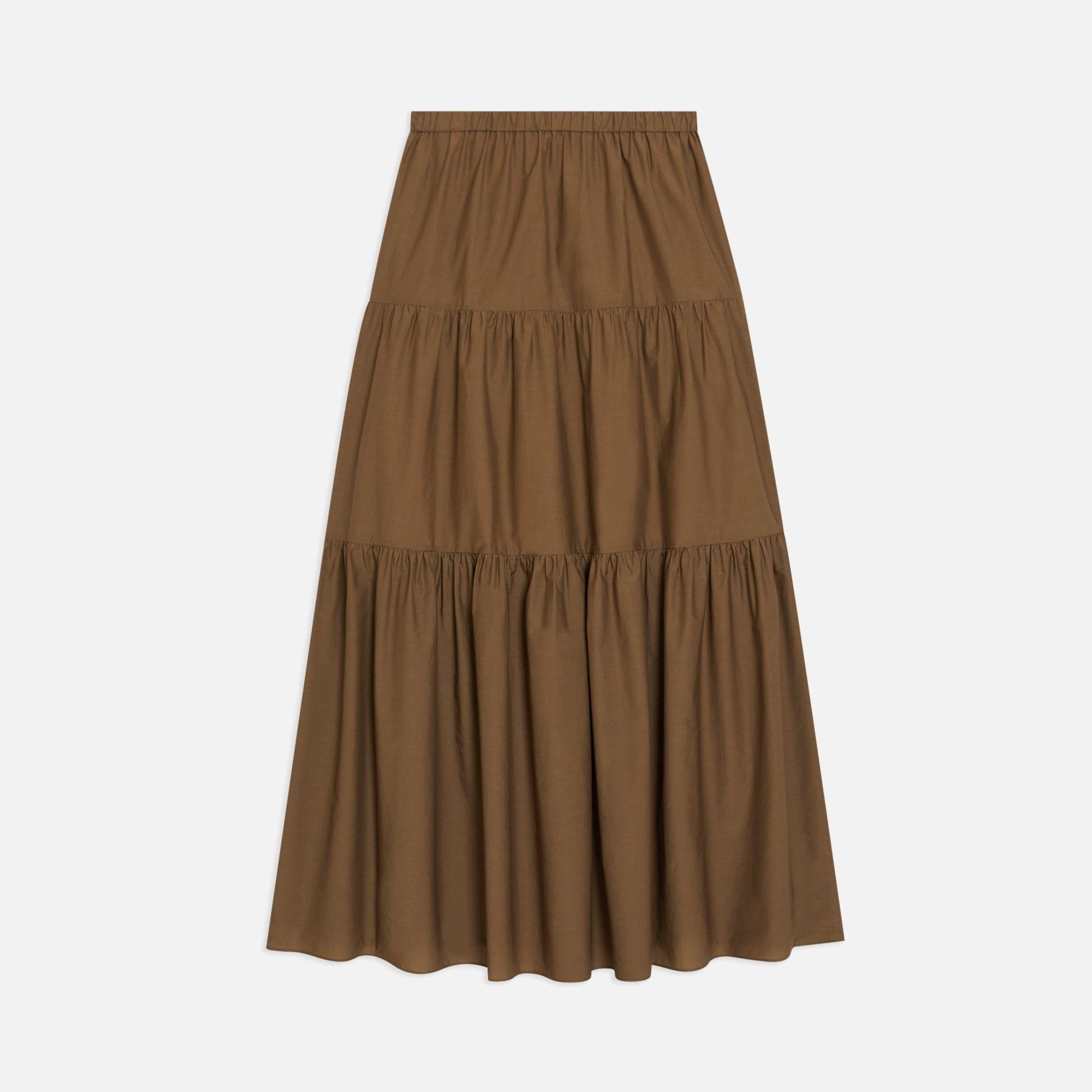 Cotton Blend Tiered Maxi Skirt | Theory