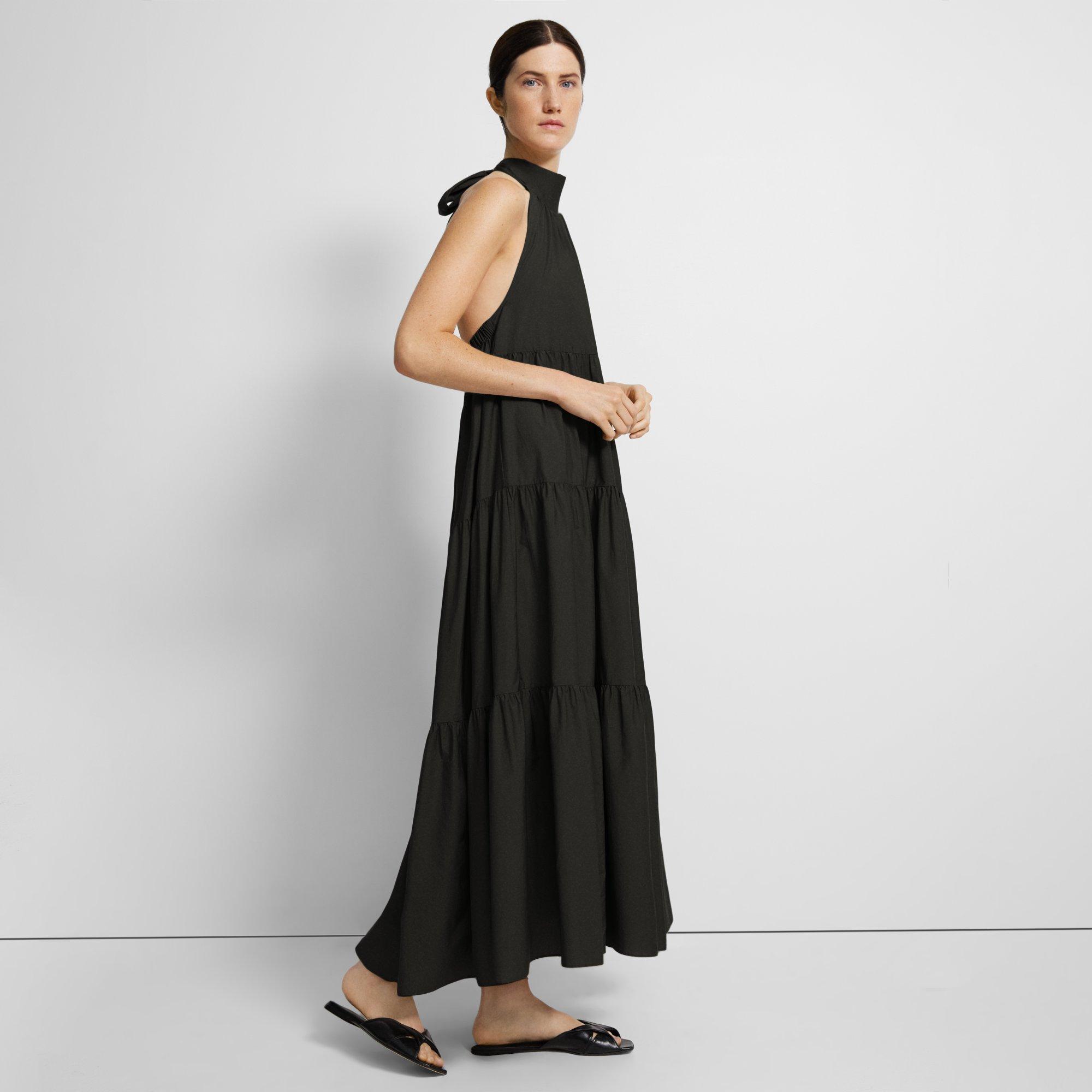 Tiered Halter Maxi Dress in Cotton Blend