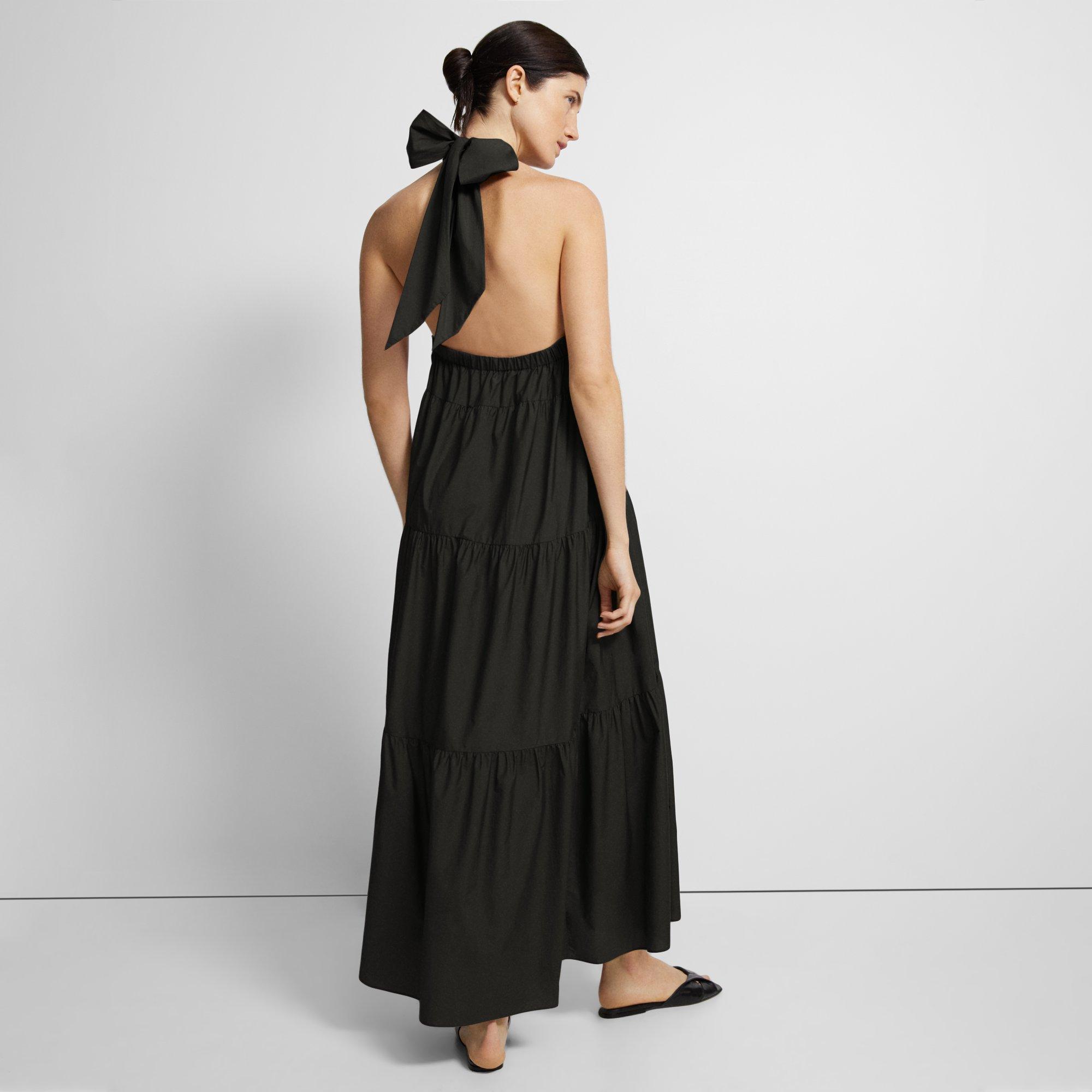 Tiered Halter Maxi Dress in Cotton Blend