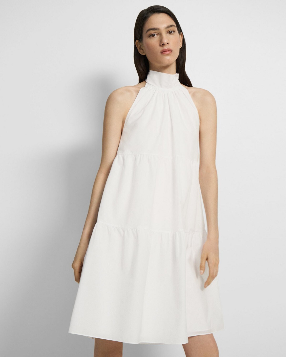 Tiered Halter Mini Dress in Cotton Blend