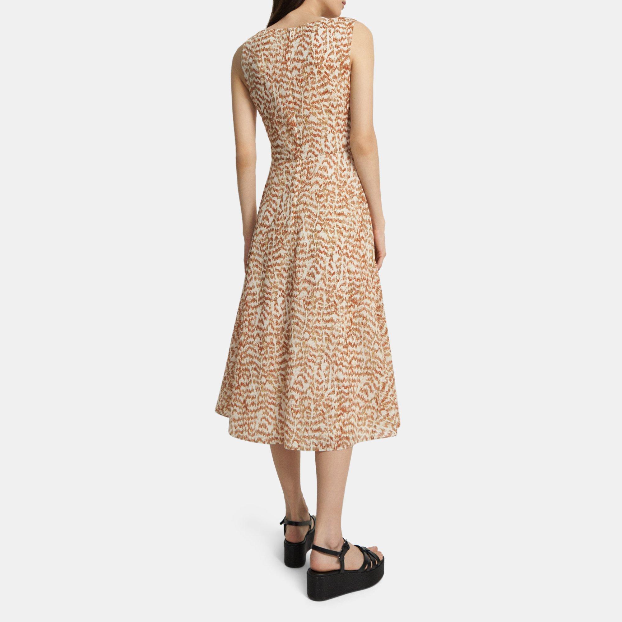 Robe midi à découpes en polyester imprimé