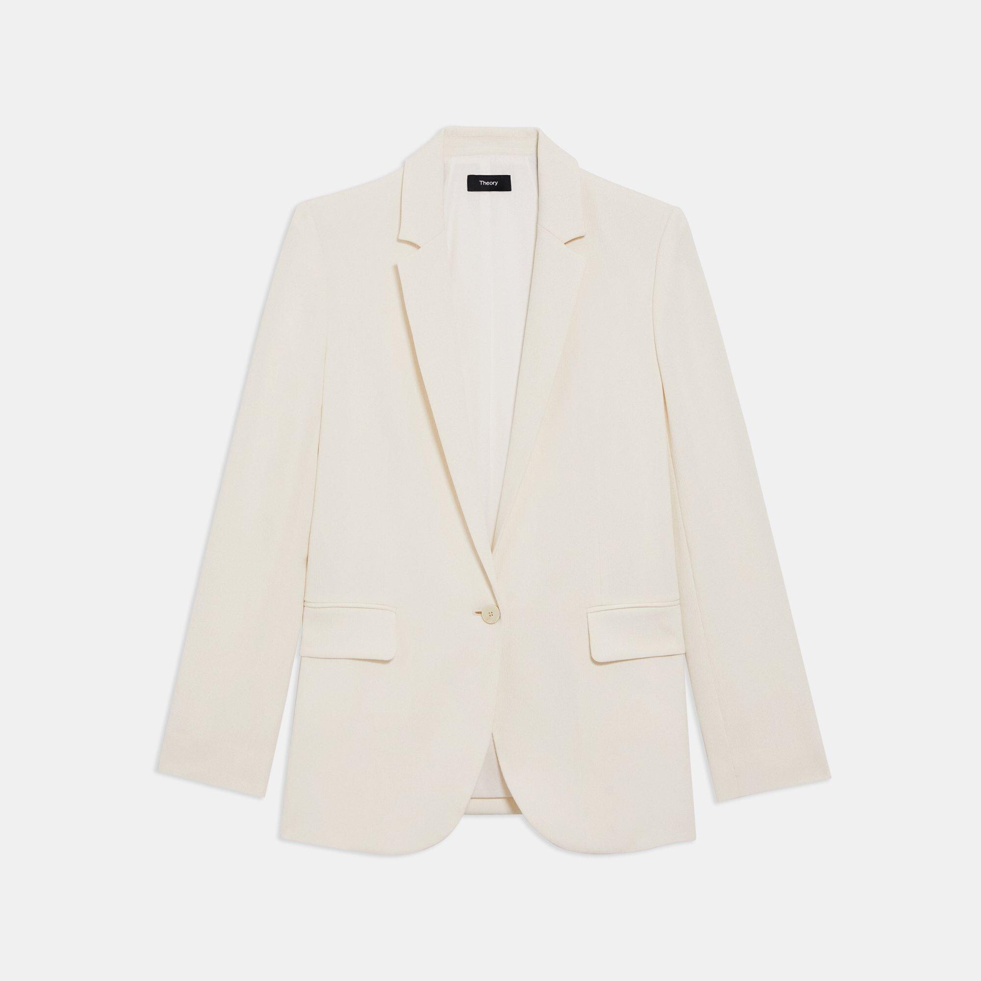 White Striped Admiral Crepe Casual Blazer | Theory