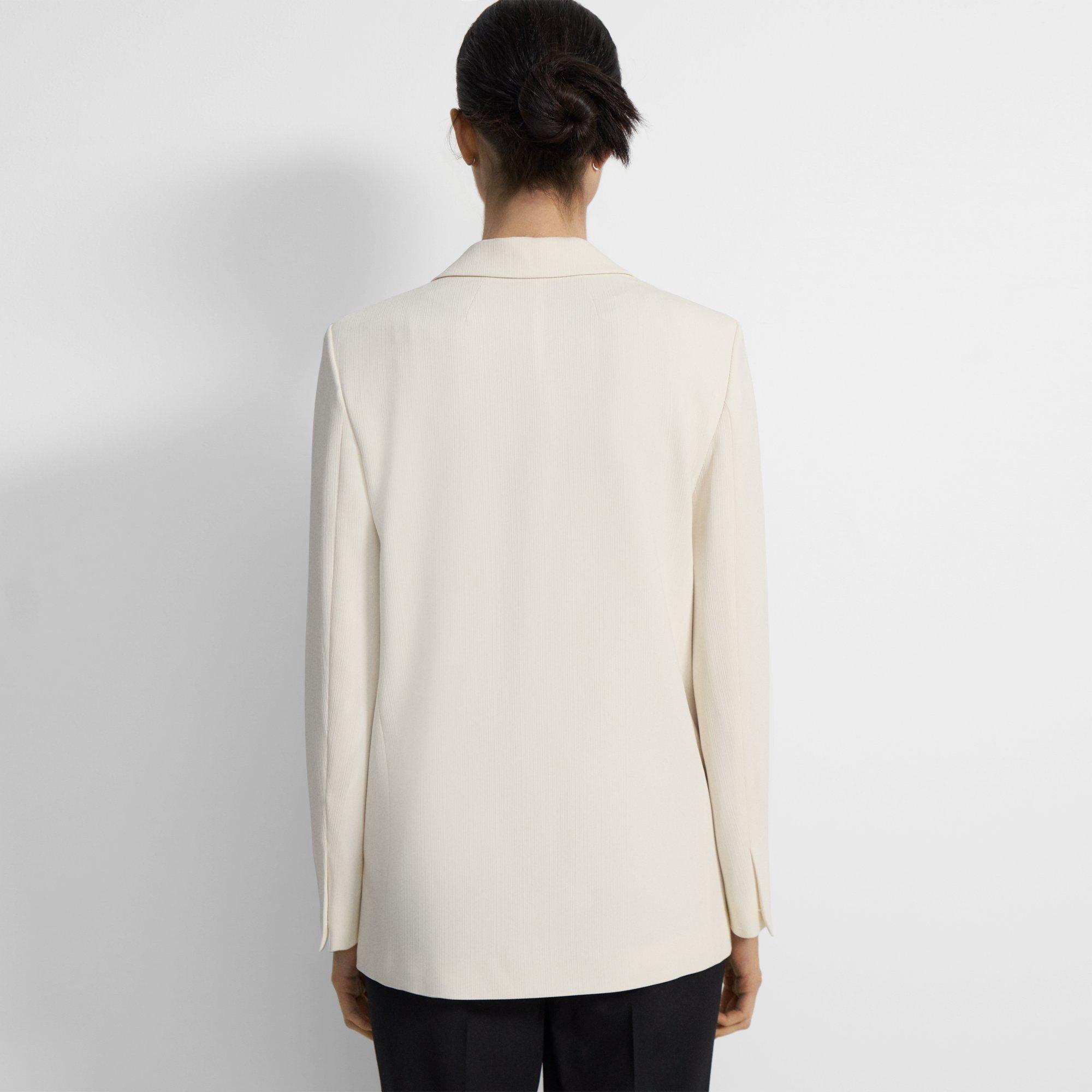 White Striped Admiral Crepe Casual Blazer | Theory