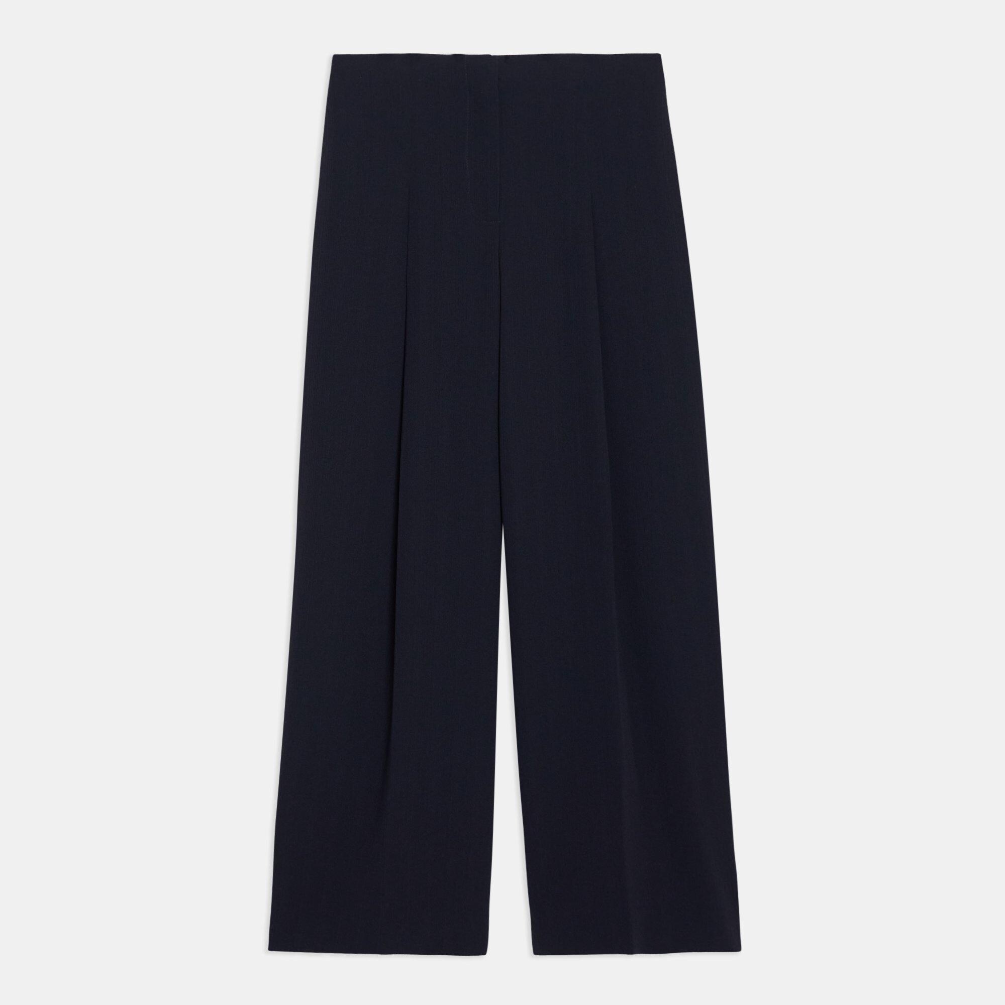 Striped Admiral Crepe Pleated Wide-Leg Pant | Theory