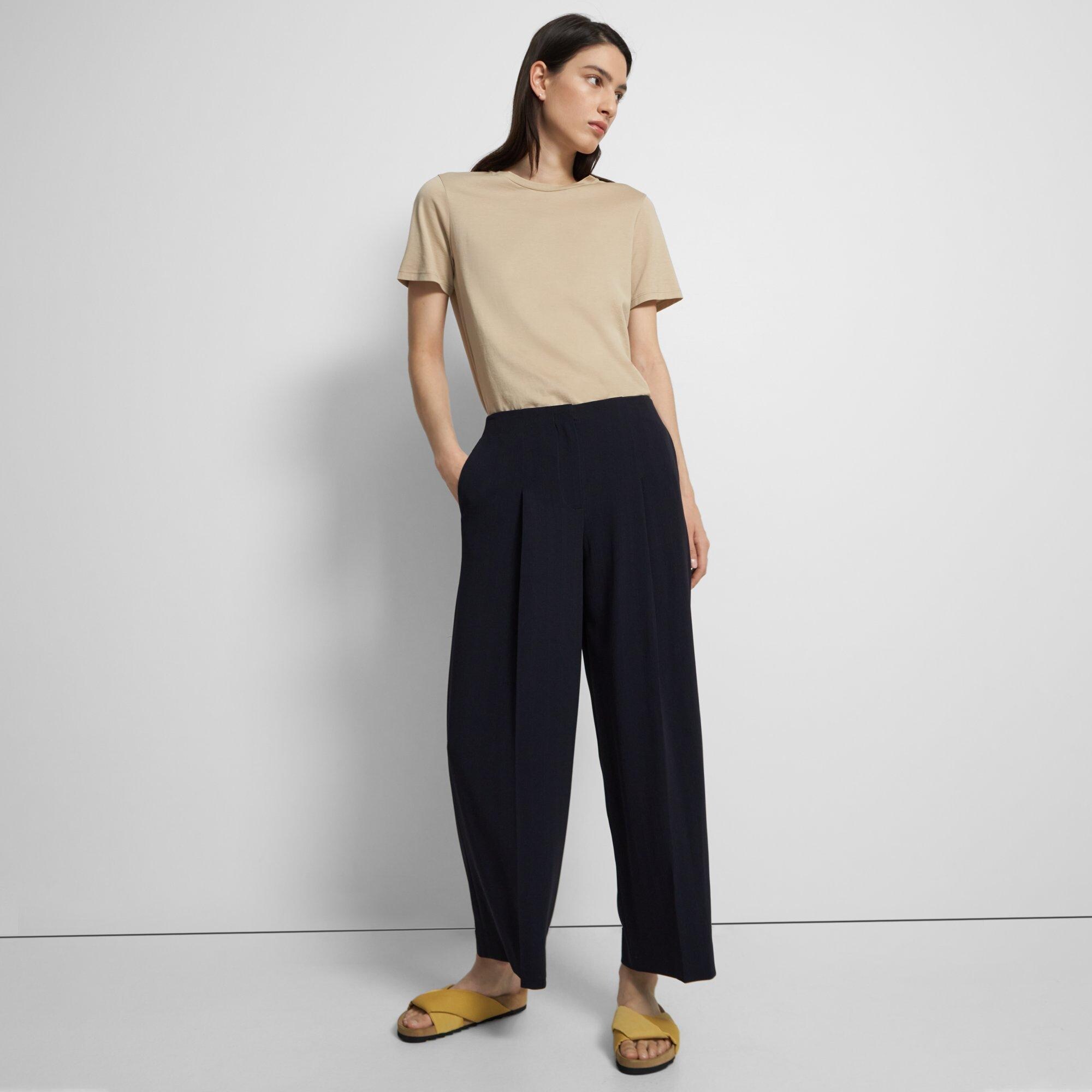 Striped Admiral Crepe Pleated Wide-Leg Pant | Theory