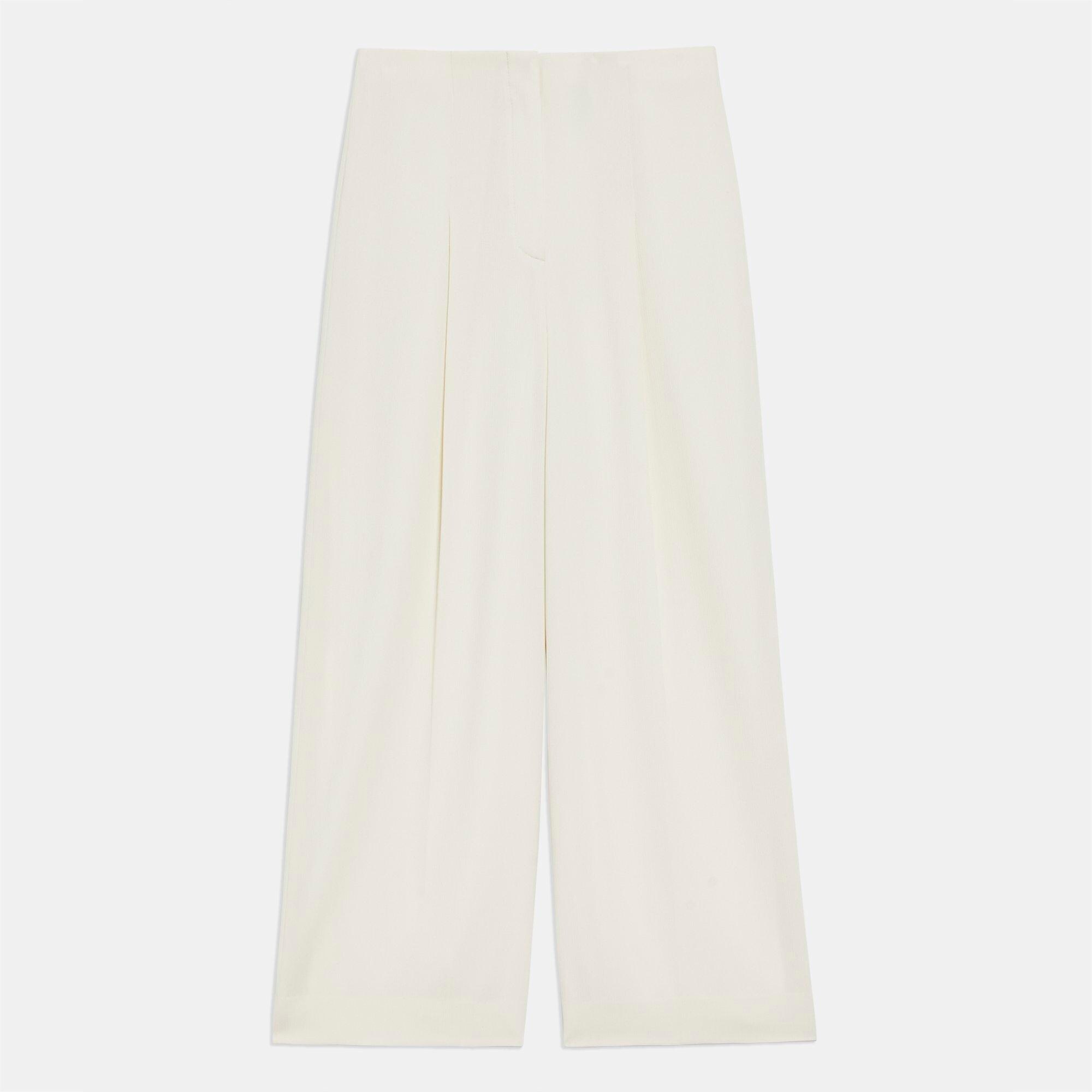 Pleated Wide-Leg Pant in Striped Admiral Crepe