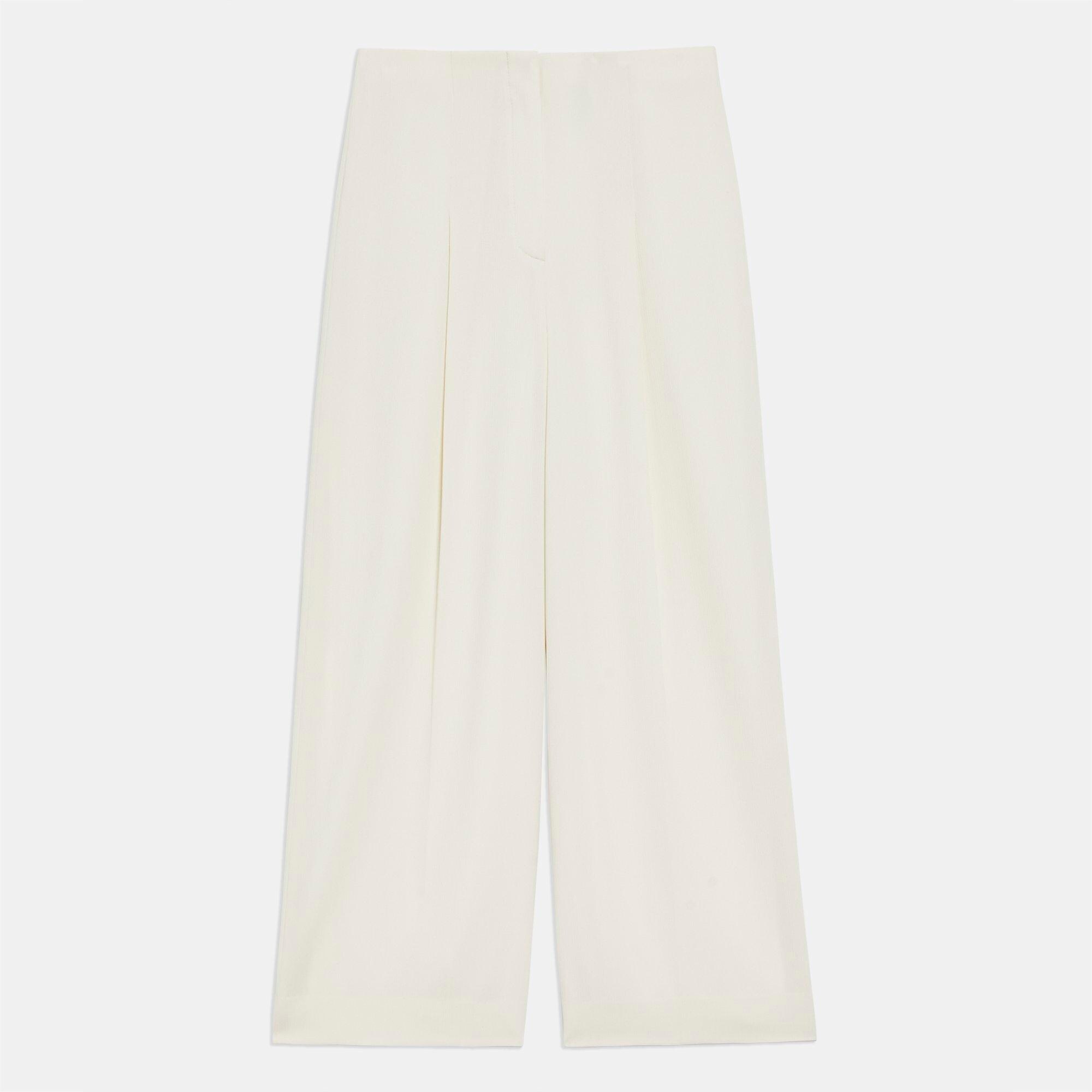 Pleated Wide-Leg Pant in Striped Admiral Crepe