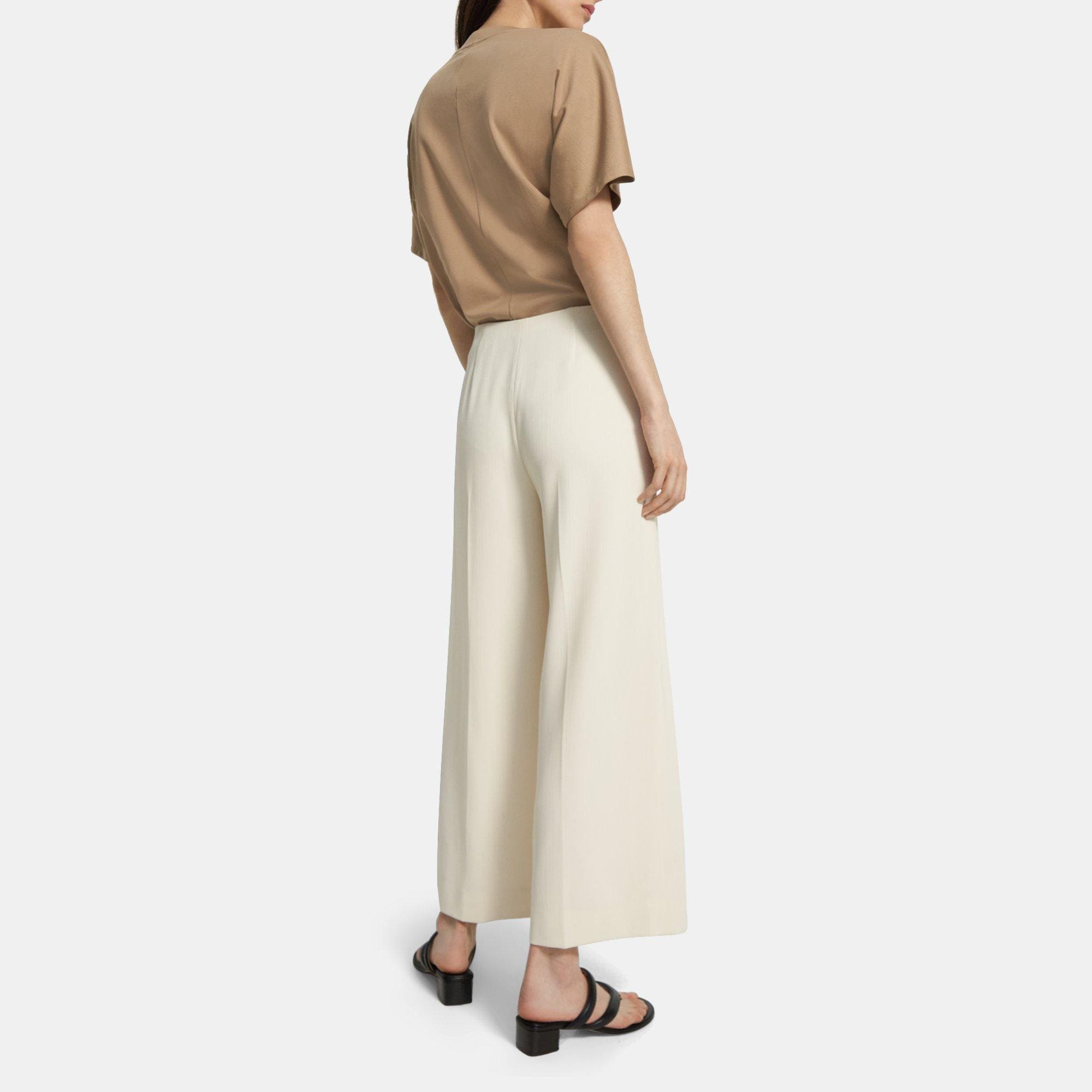 Pleated Wide-Leg Pant in Striped Admiral Crepe