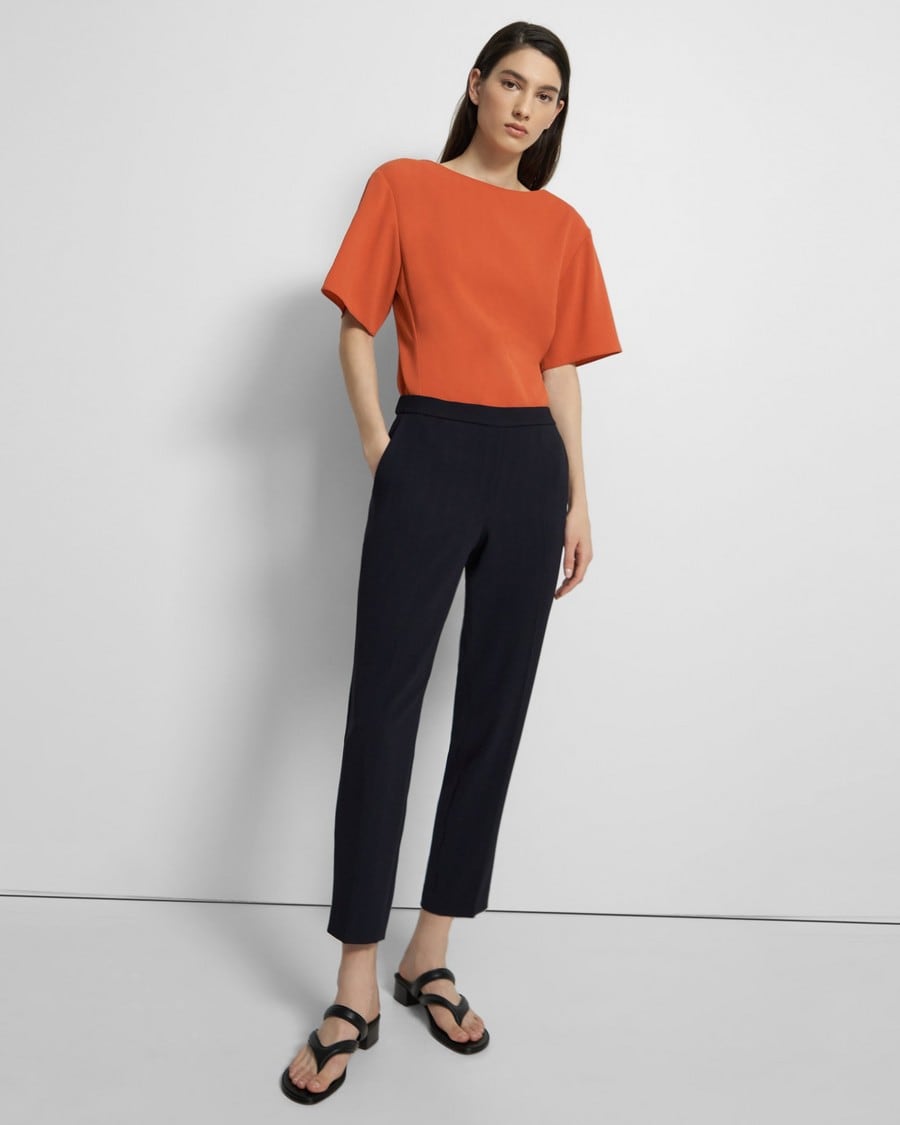 Treeca Pull-On Pant in Striped Admiral Crepe