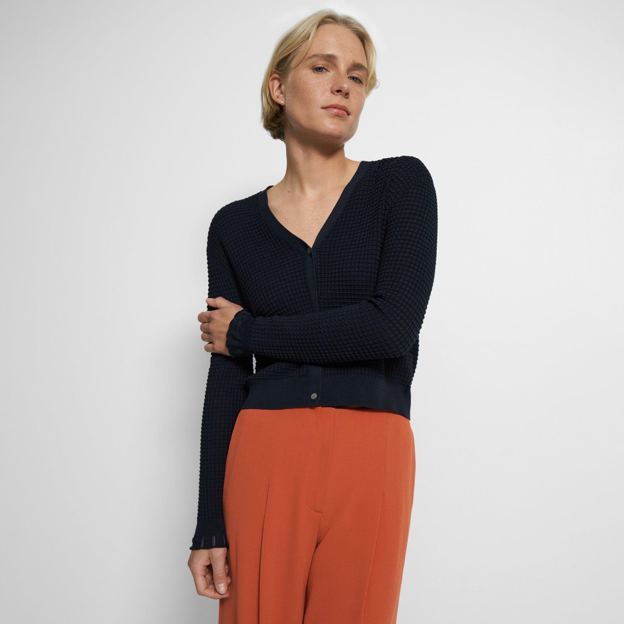 V-Neck Cardigan in Cotton Blend