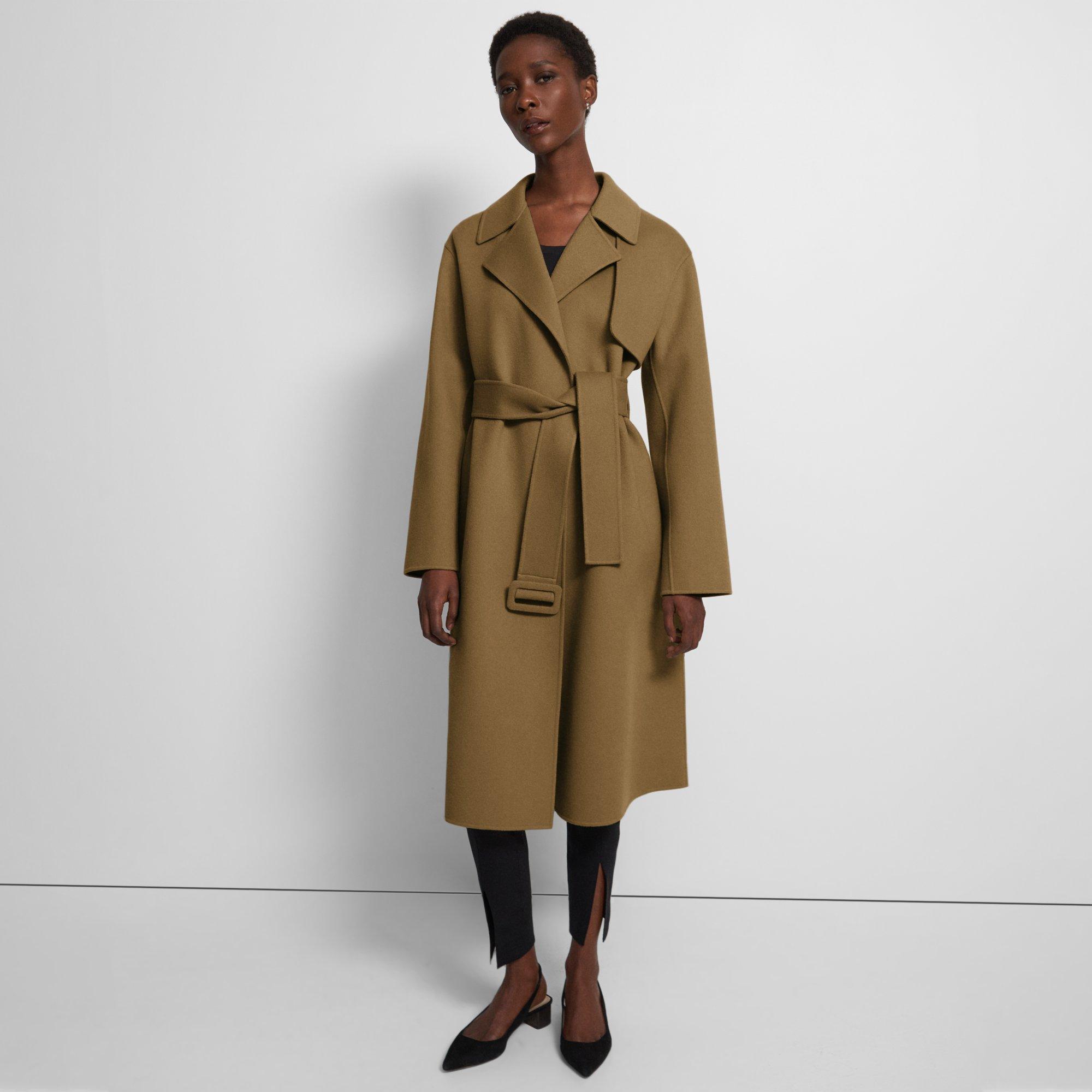 Trench-coat enveloppant en laine et cachemire double face