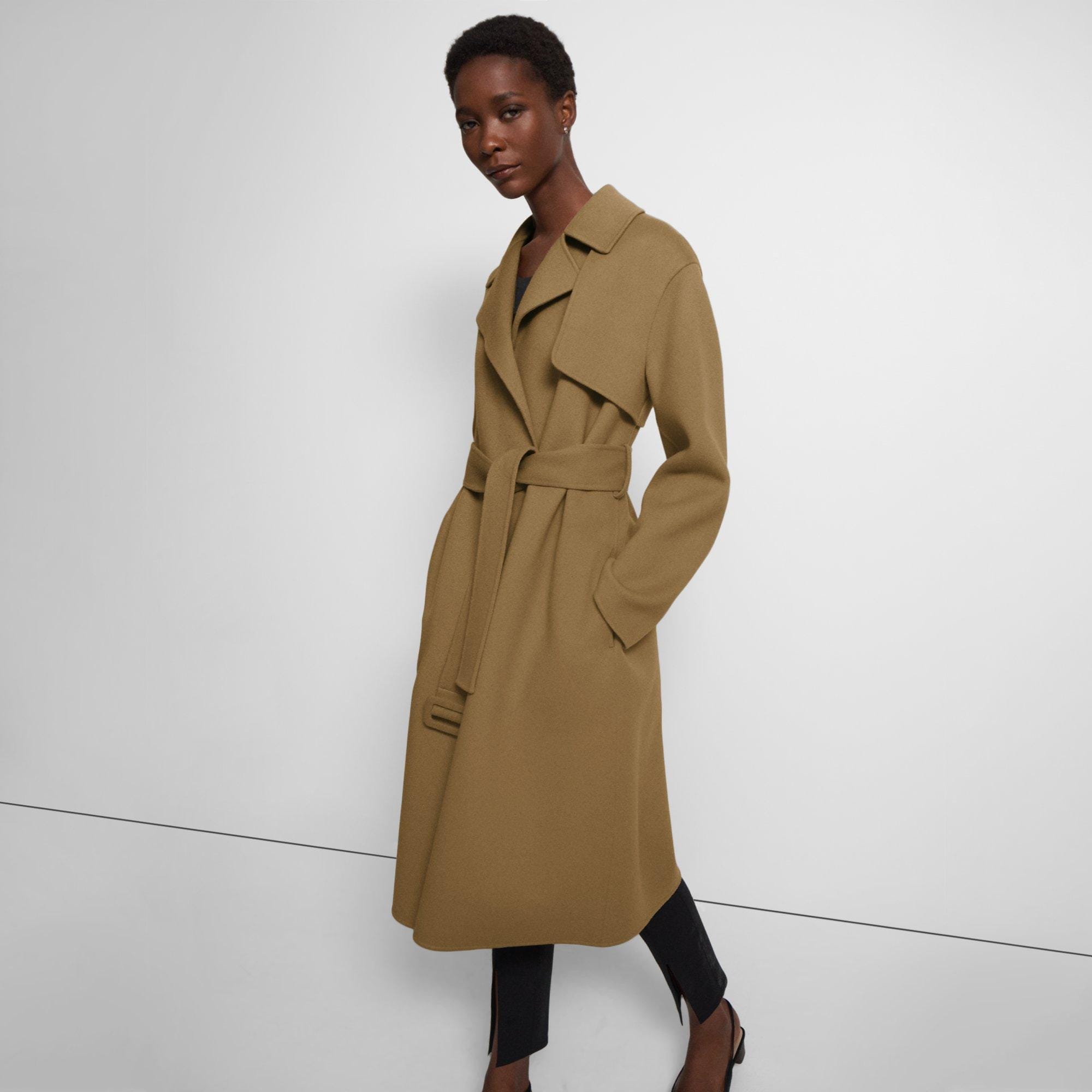 Double-Face Wool-Cashmere Wrap Trench Coat | Theory