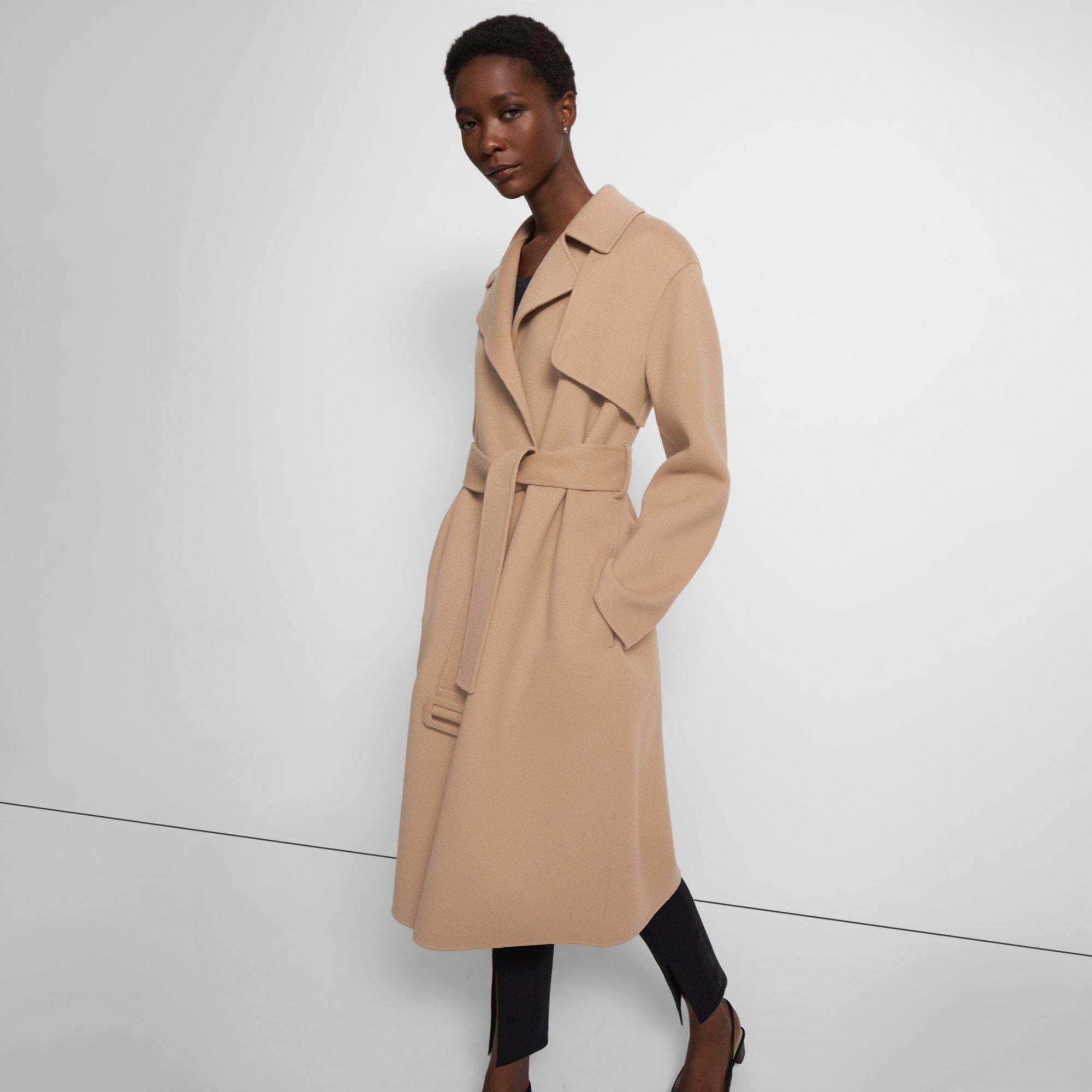 Double-Face Wool-Cashmere Wrap Trench Coat | Theory