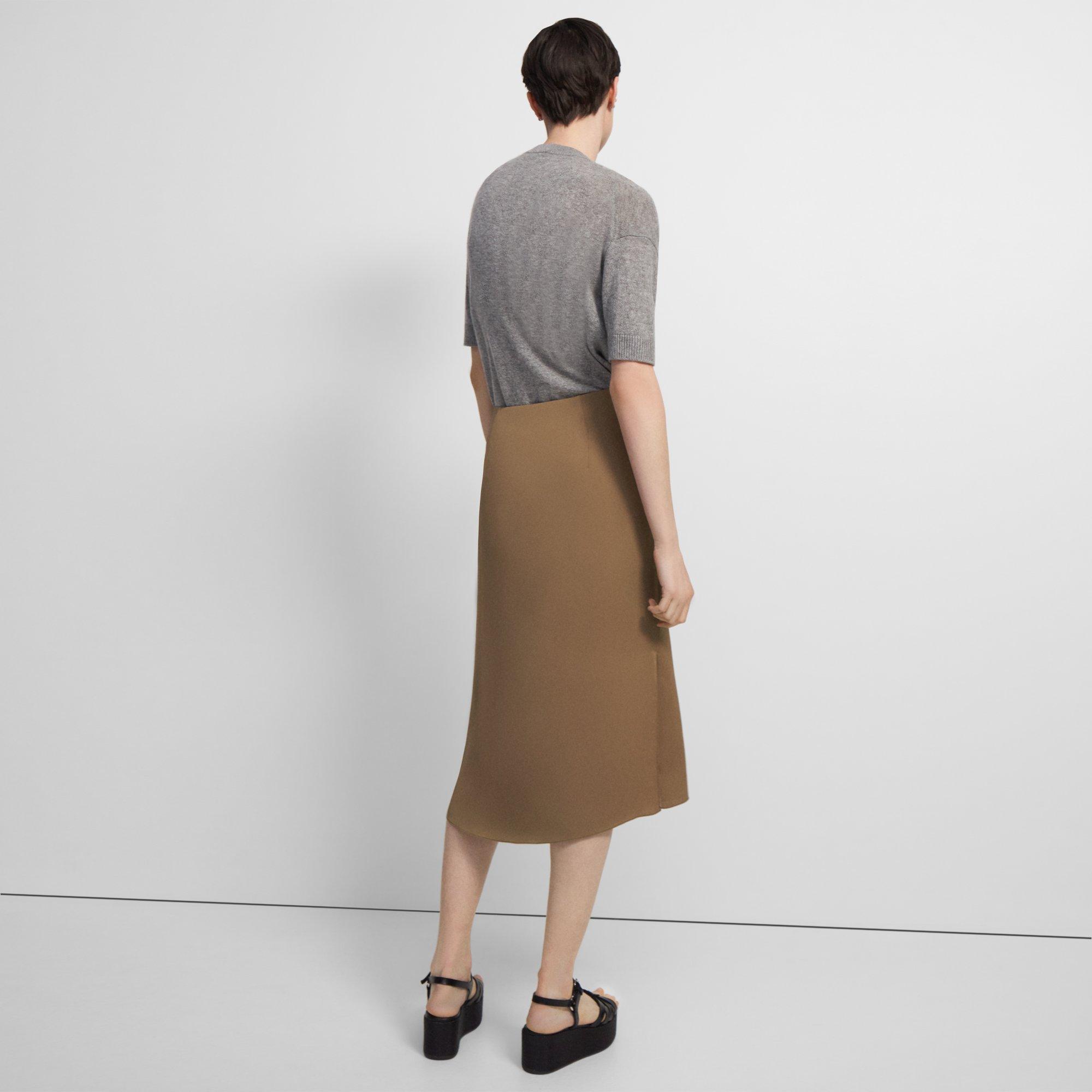 Slit Slip Skirt in Silk Georgette