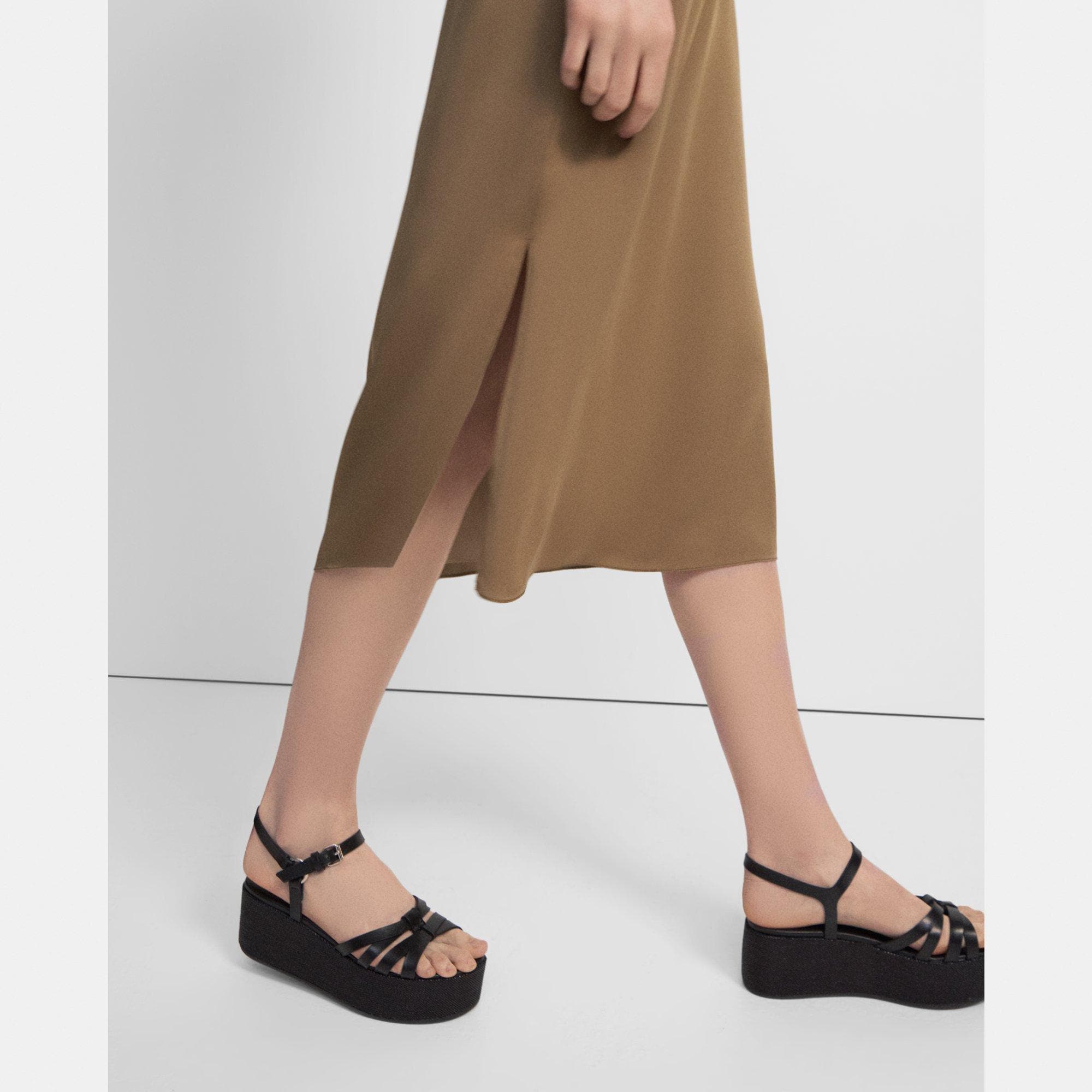 Slit Slip Skirt in Silk Georgette