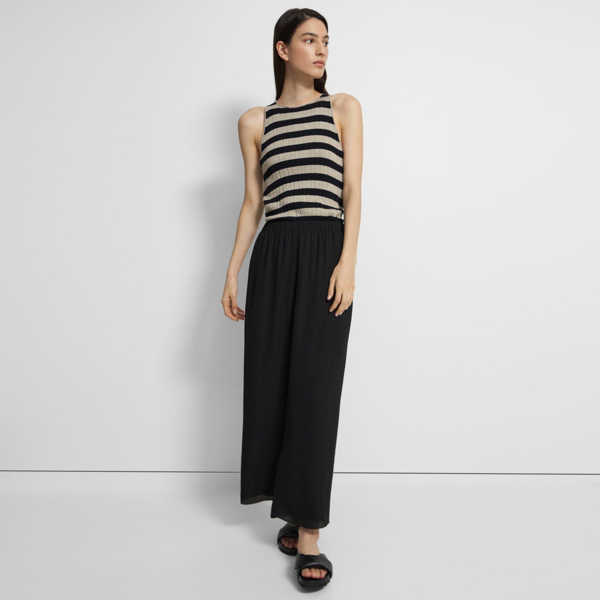 Easy Wide Pull-On Pant in Recycled Georgette