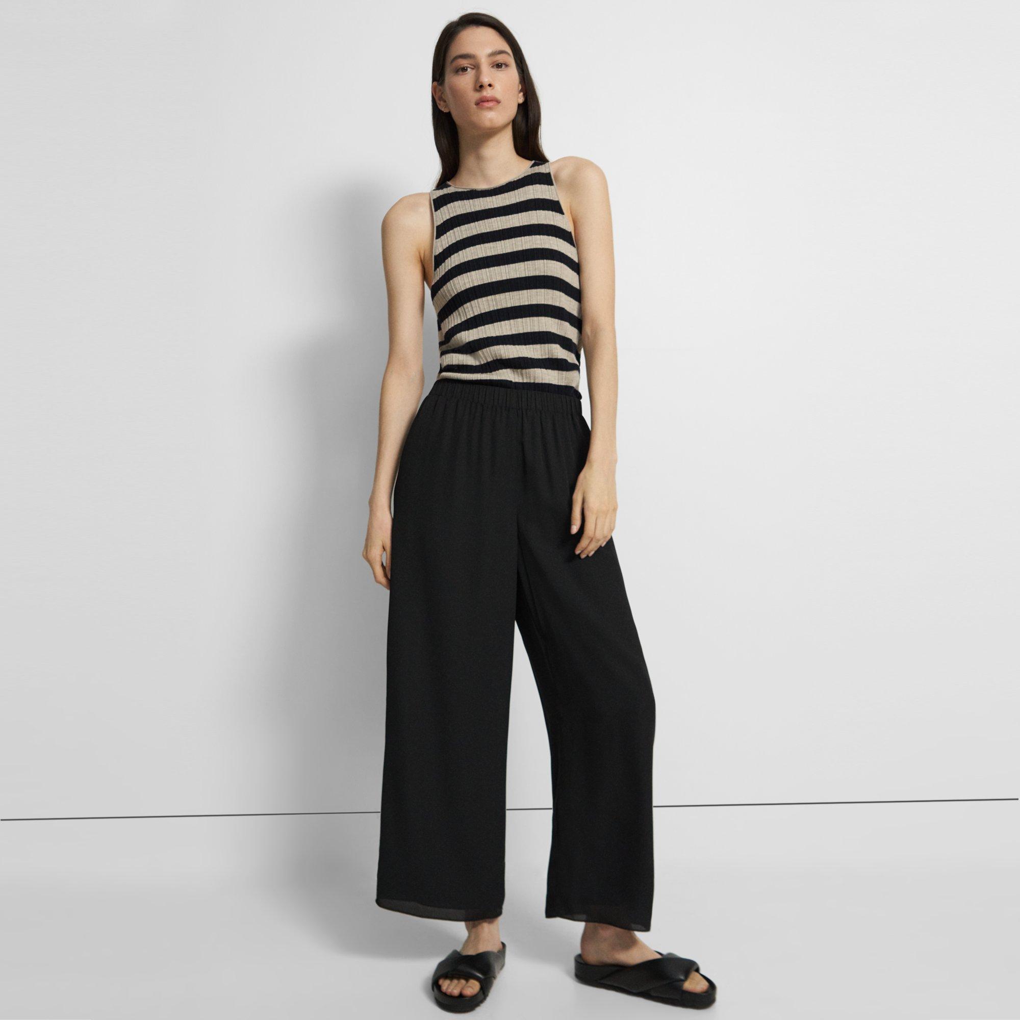 Easy Wide Pull-On Pant in Recycled Georgette