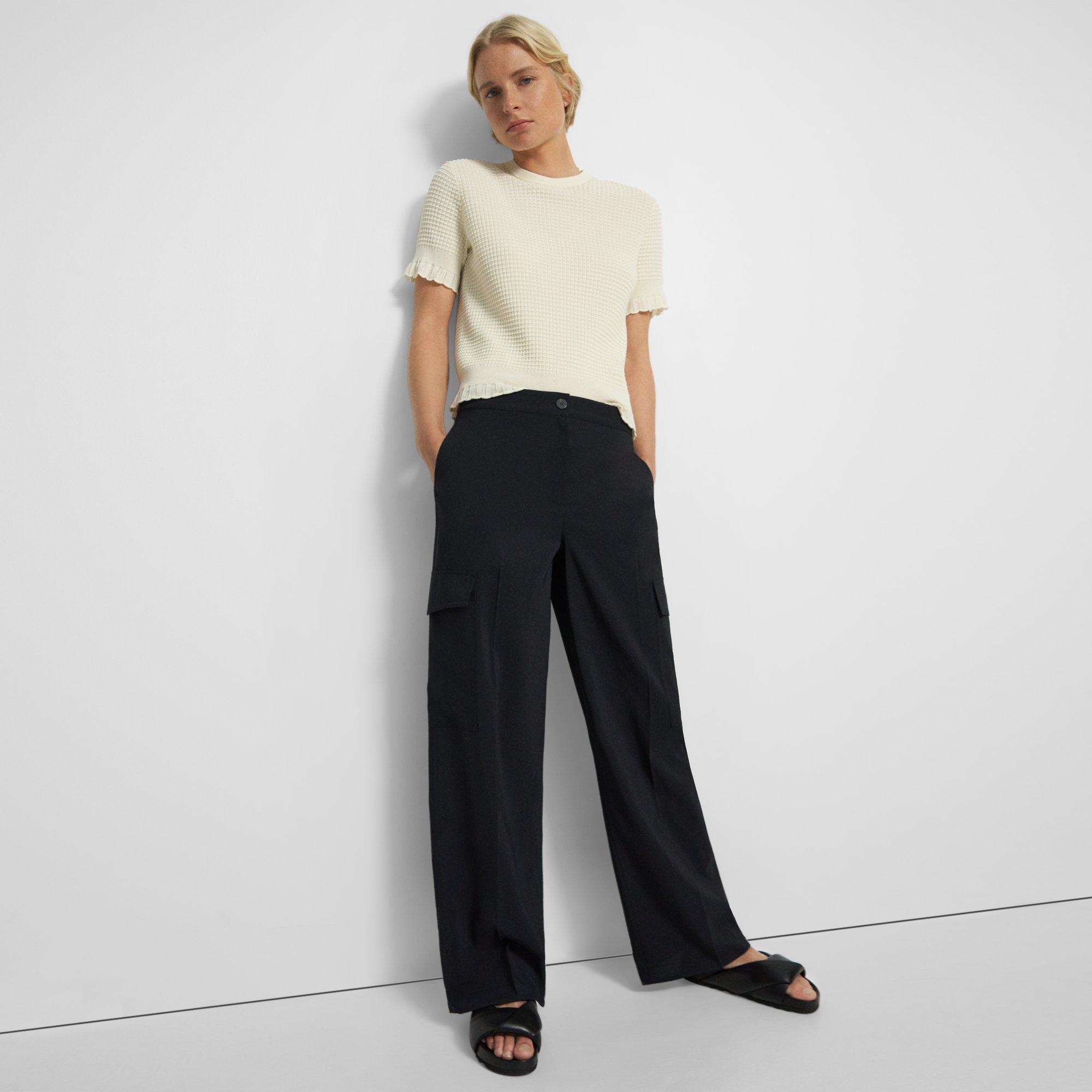 Crisp Poly Wide-Leg Cargo Pant | Theory Outlet