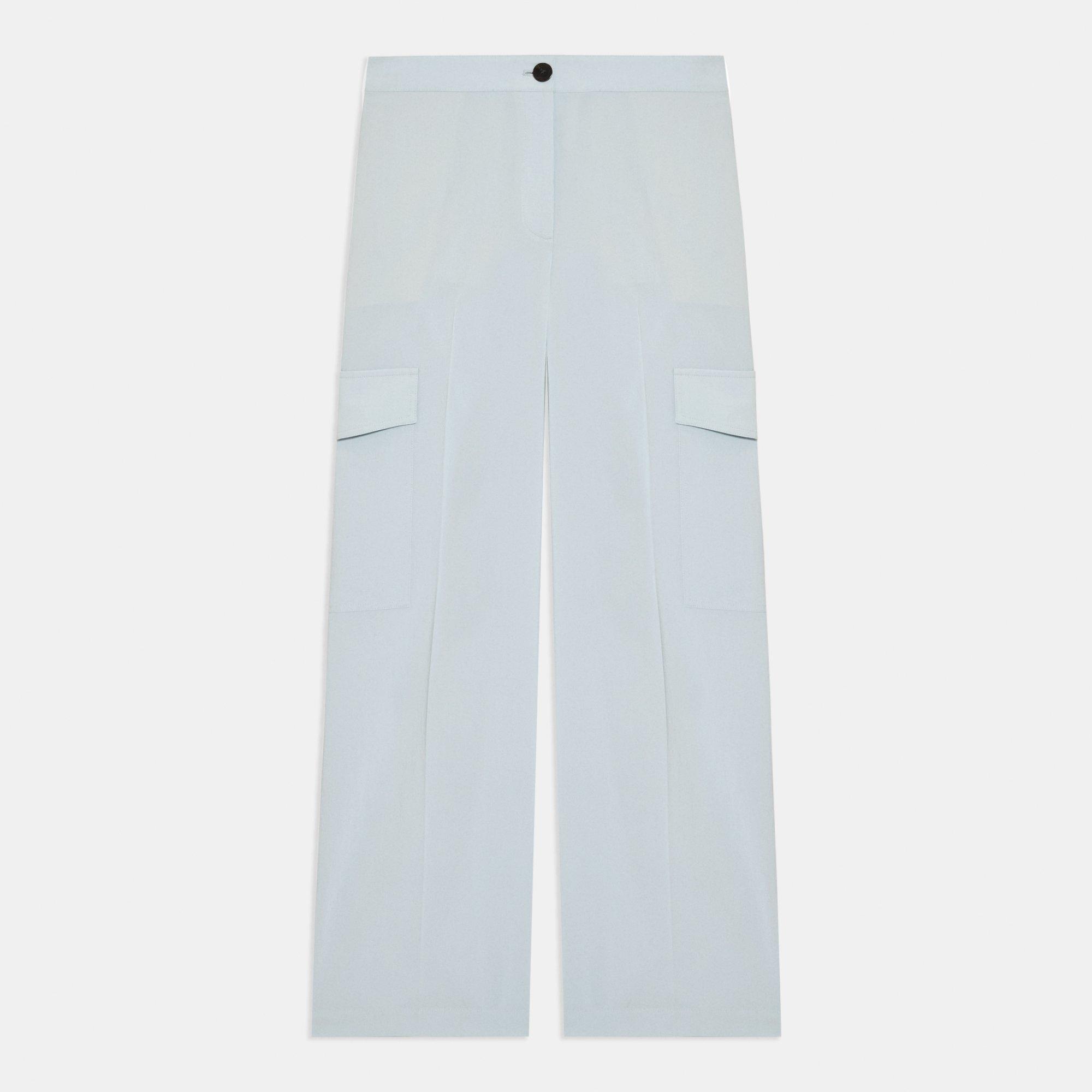 Wide-Leg Cargo Pant in Crisp Poly